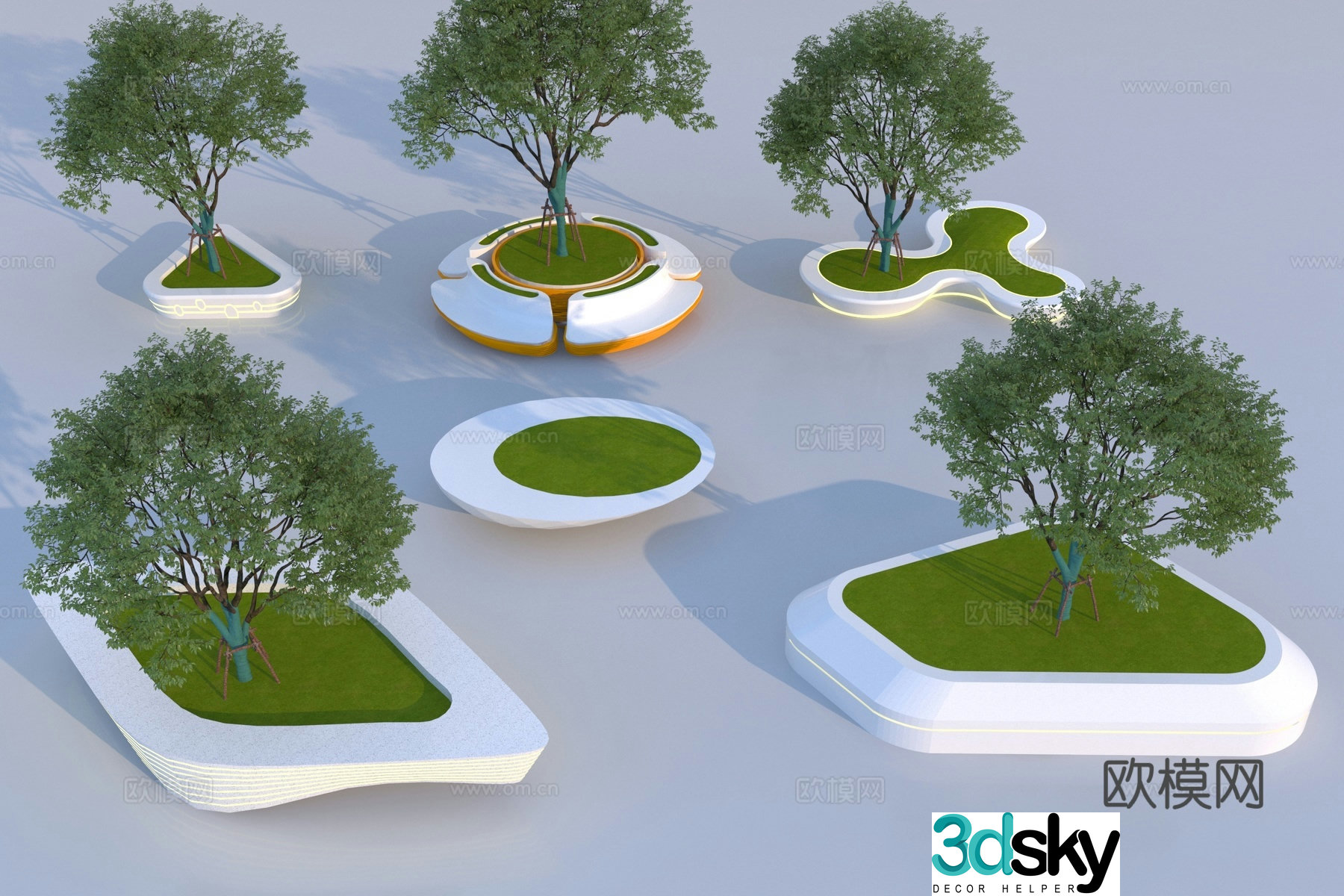 Modern landscape tree pool 3d model