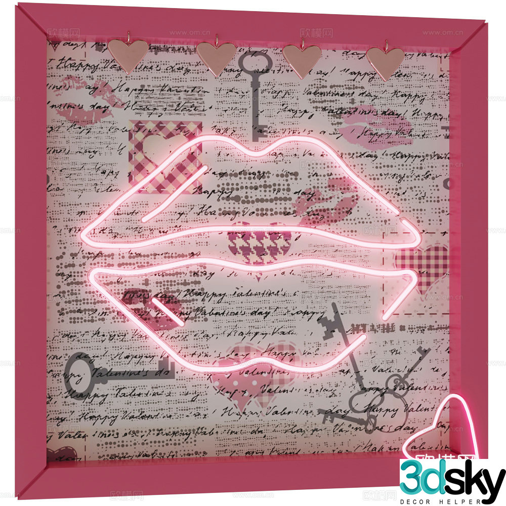 Modern love neon light 3d model