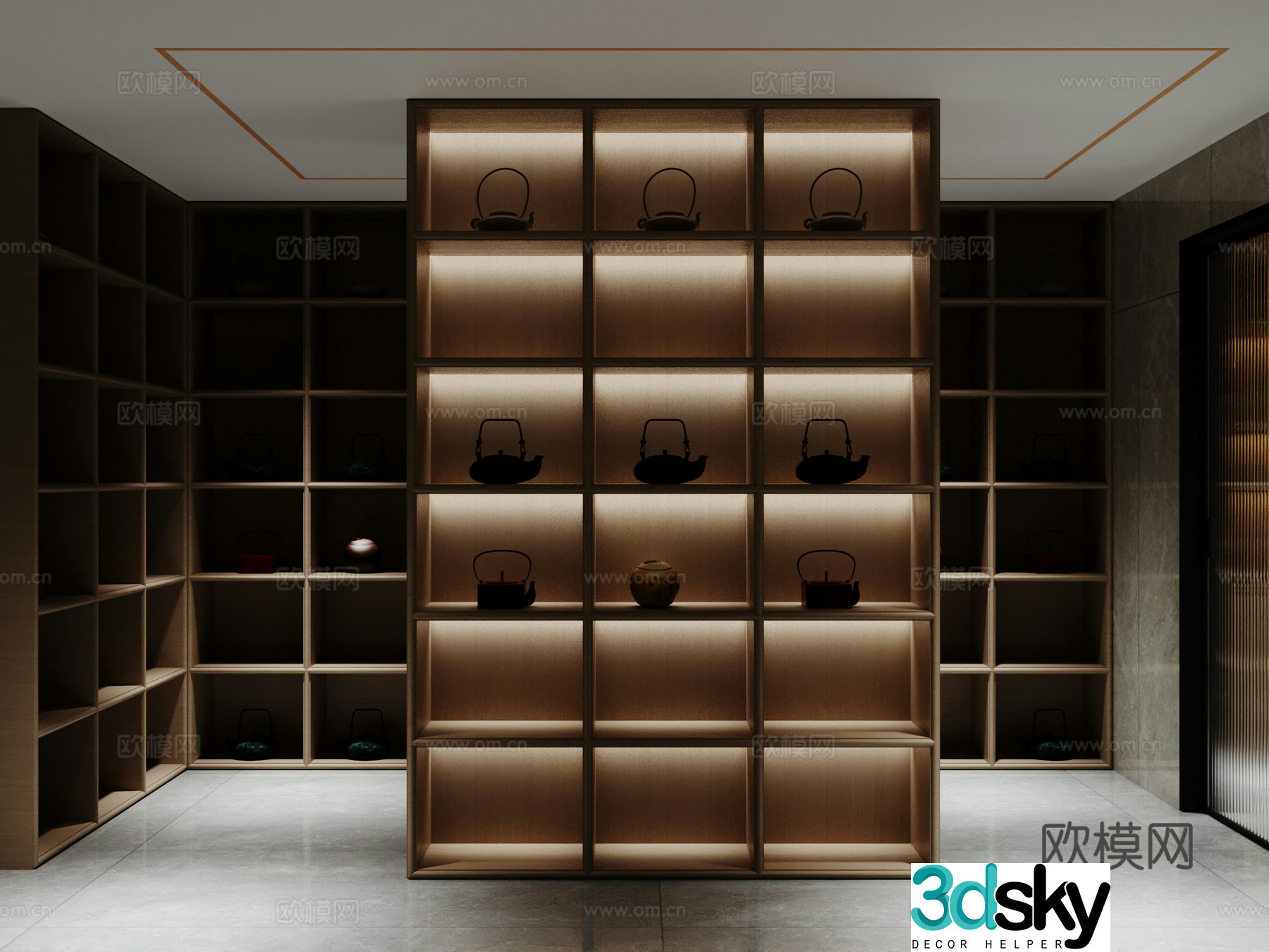 Modern storage room display rack 3D model
