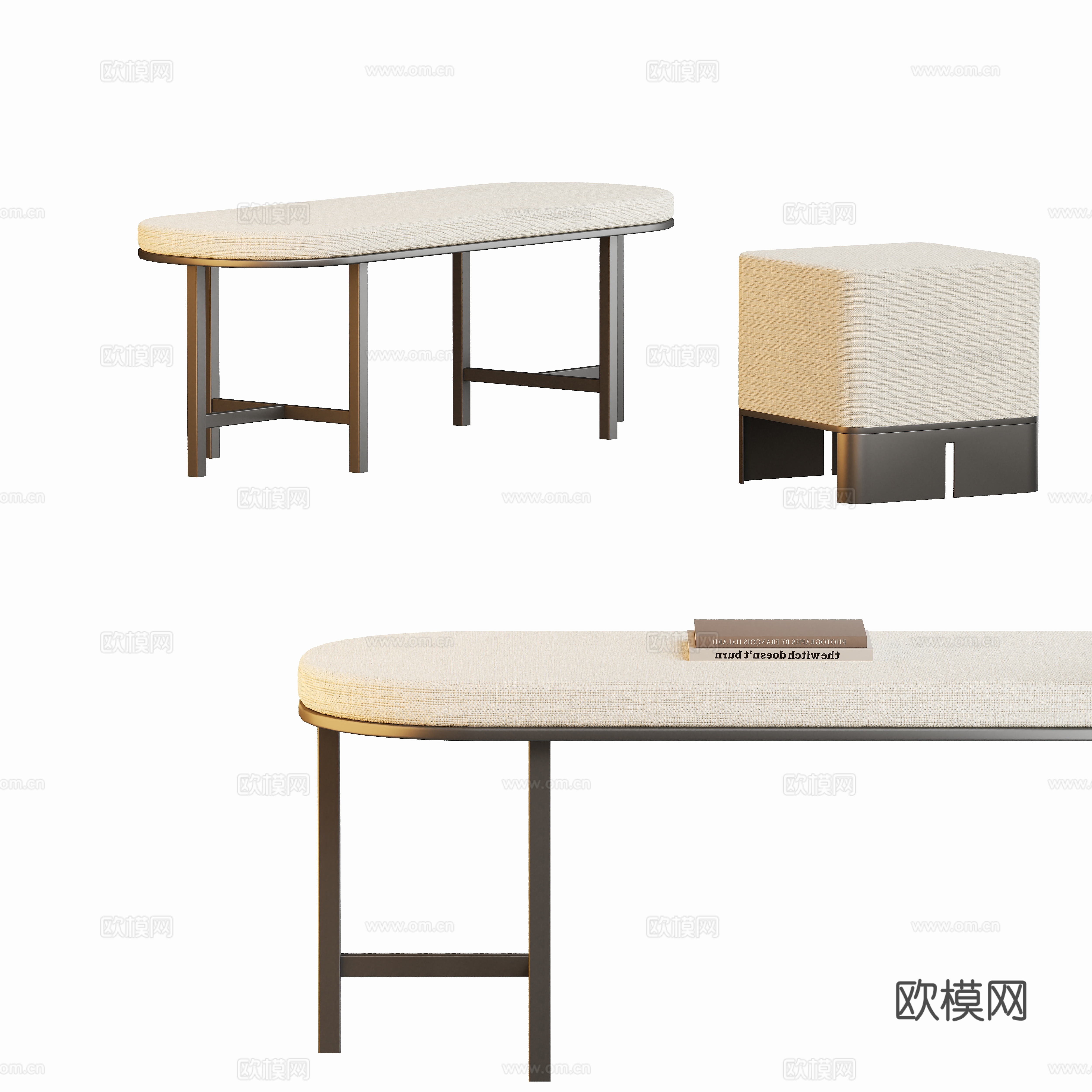 Modern stool bench strip bench bed tail stool 3d model