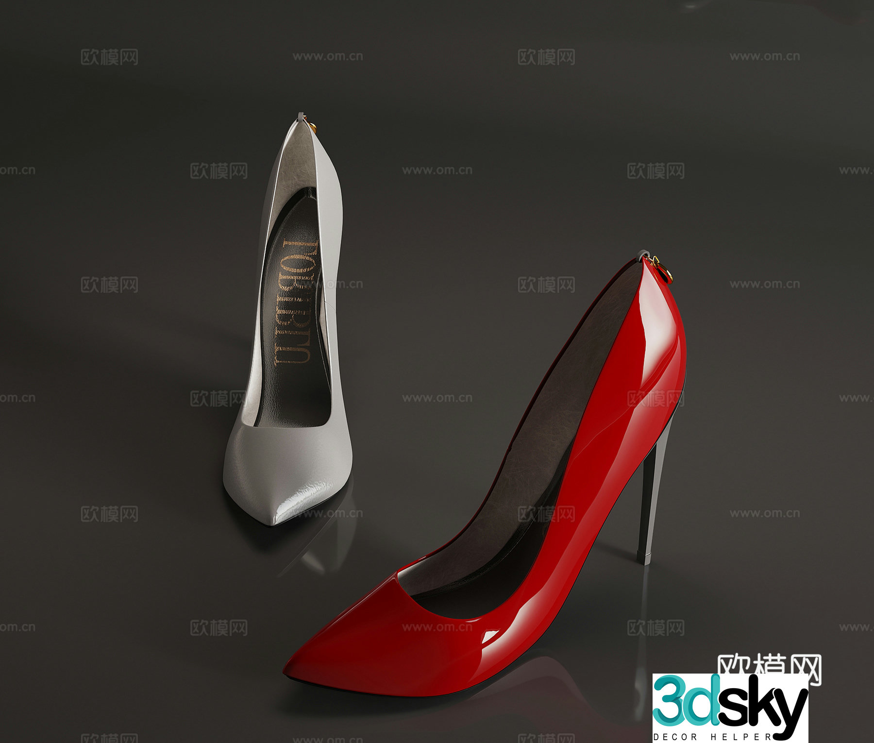 Modern shoes high heels 3d model