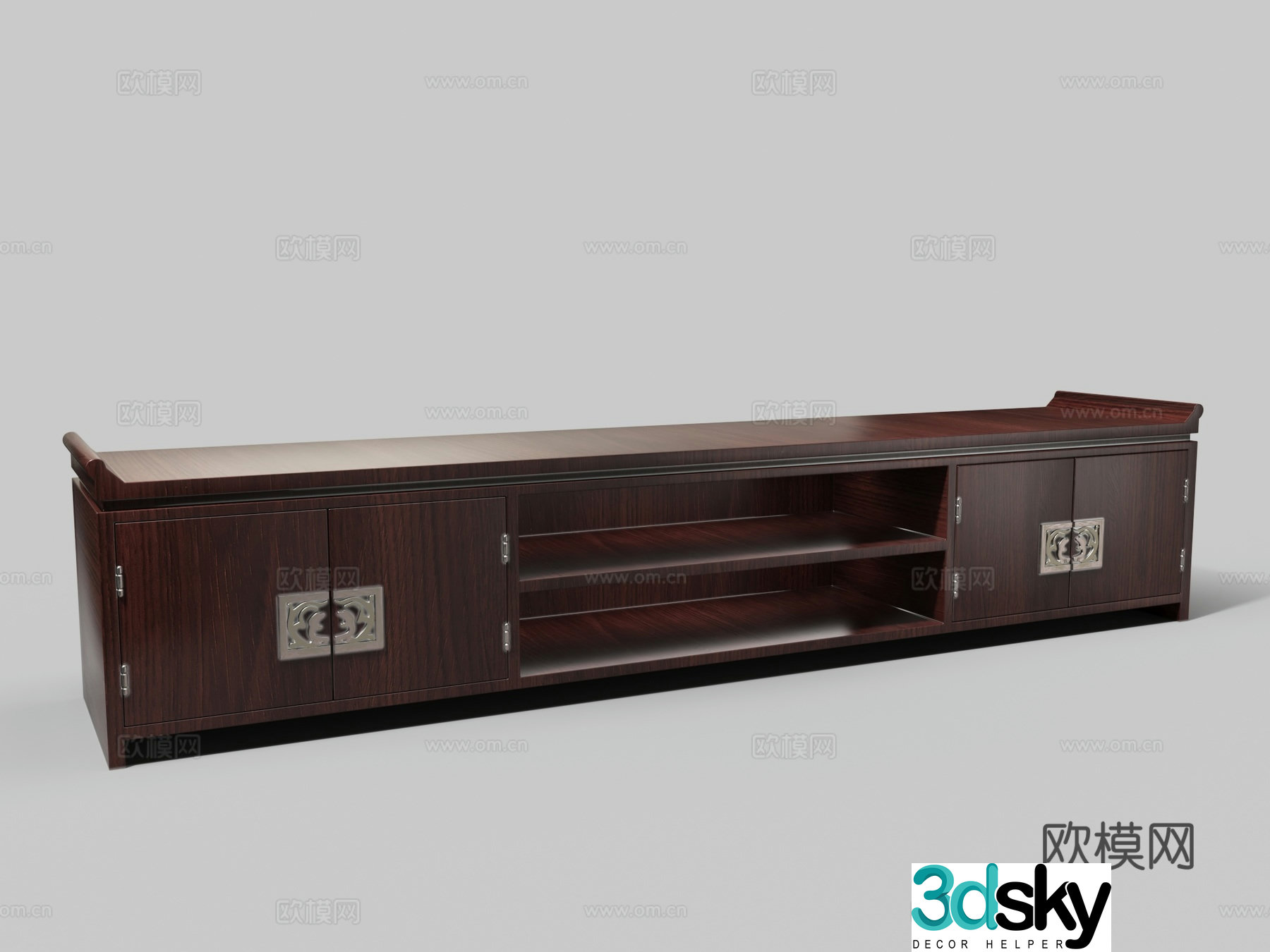 Chinese mahogany metal handle TV cabinet 3D model