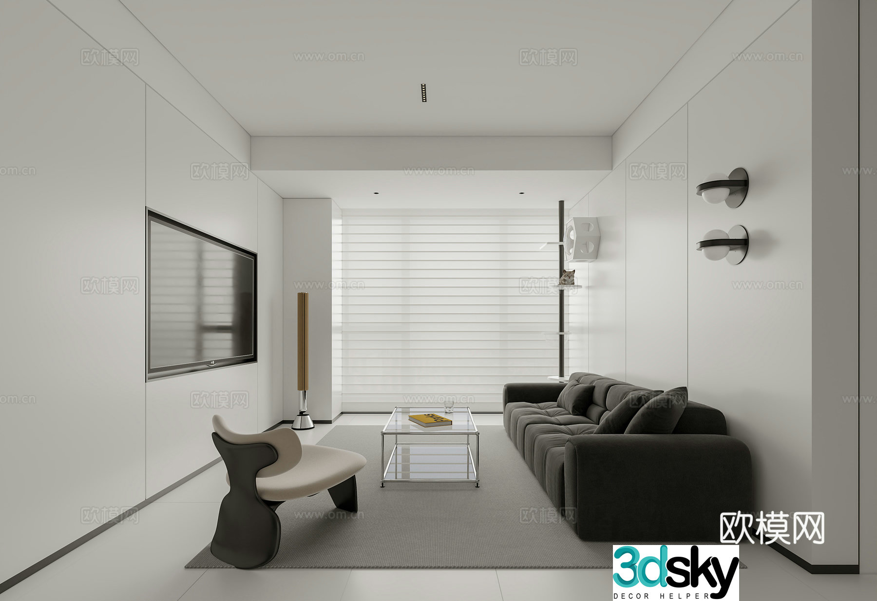 Modern minimalist living room 3d model