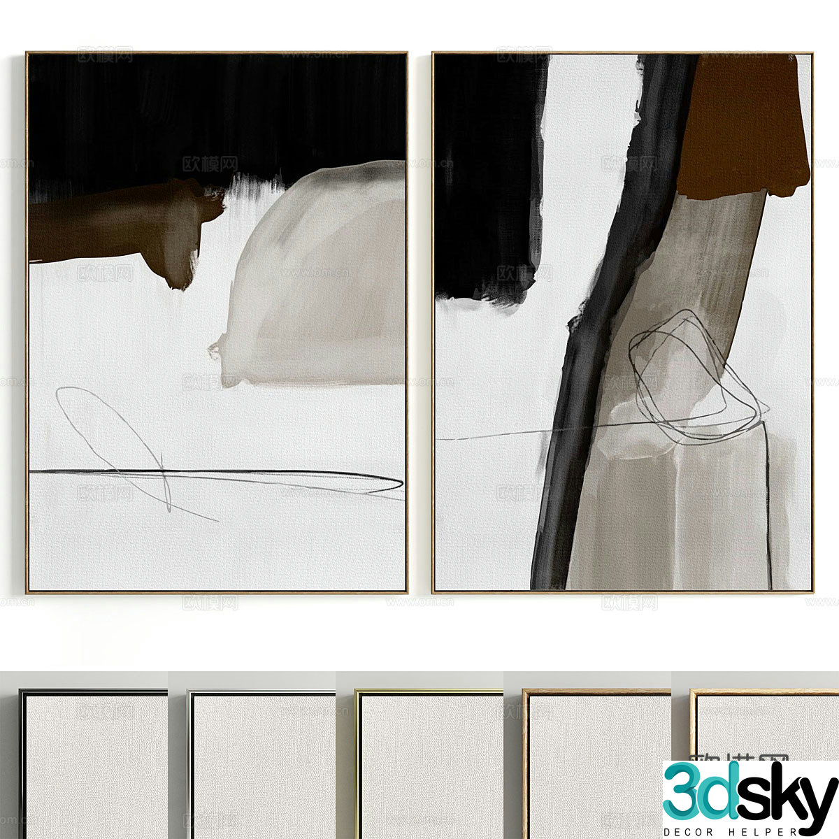 New Chinese style hanging painting 3D model