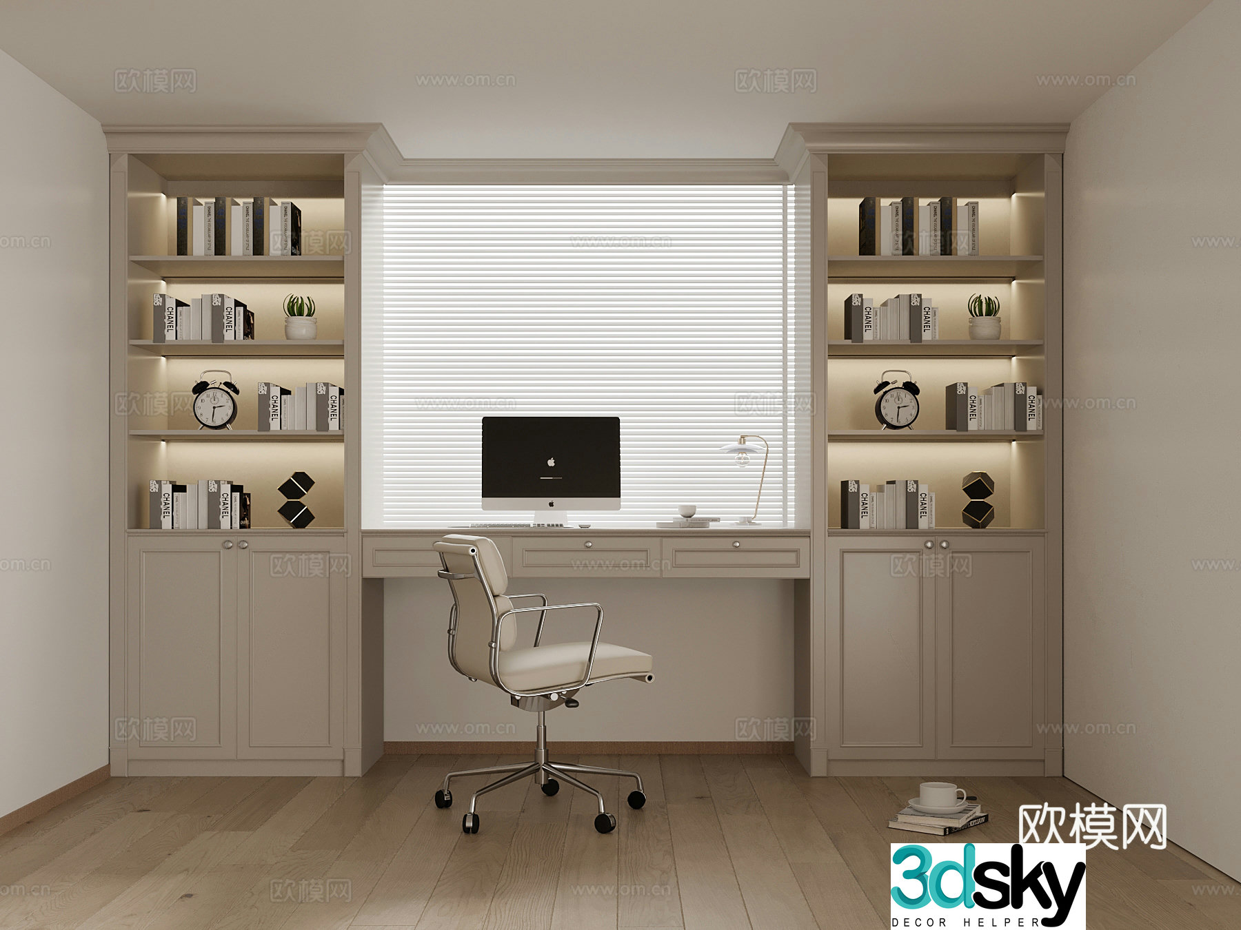 Modern desk integrated cabinet bay window cabinet 3d model