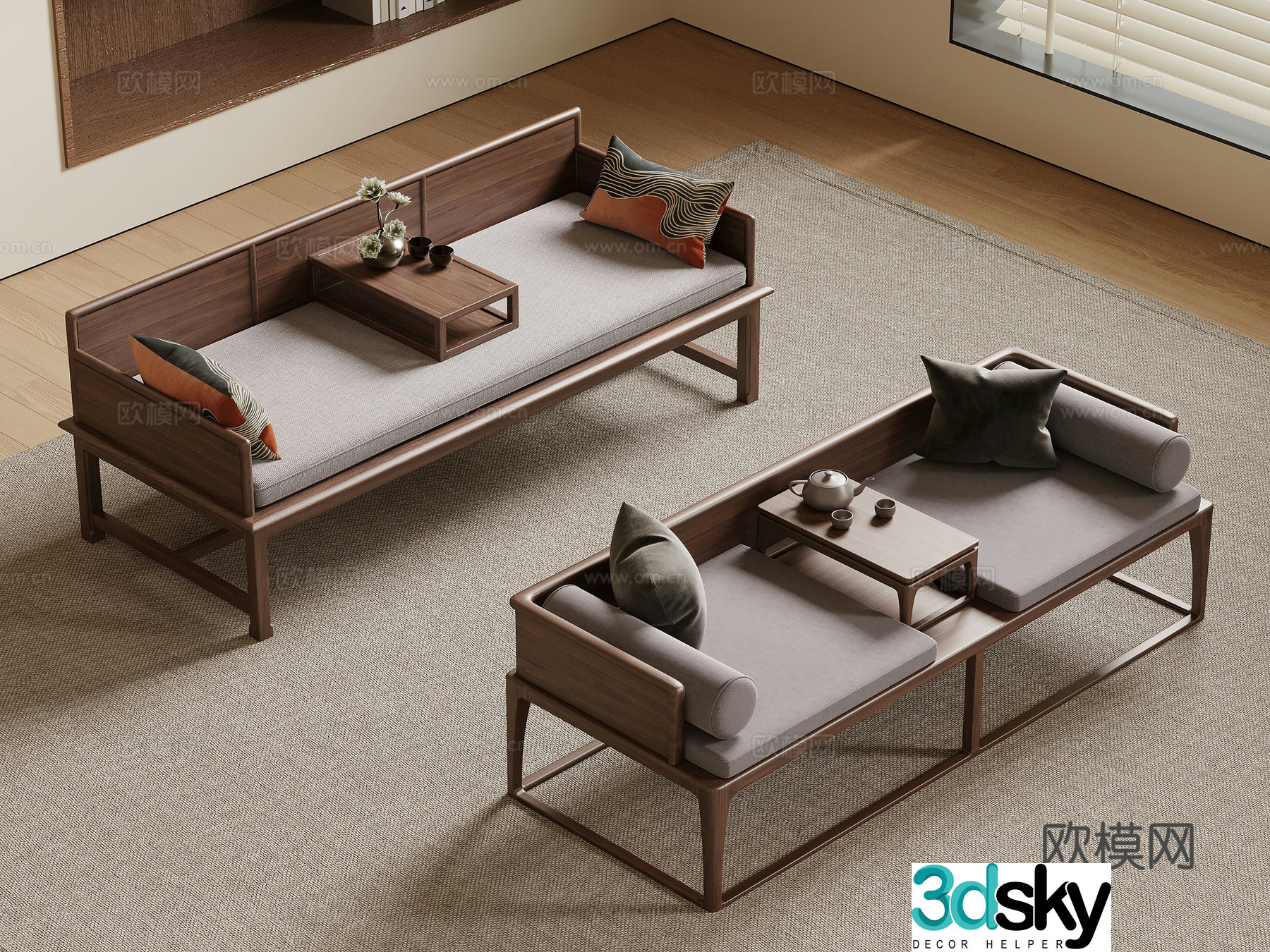 New Chinese Arhat Bed 3D Model