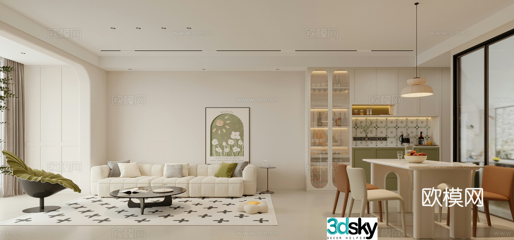 Creamy Style Restaurant 3D Model