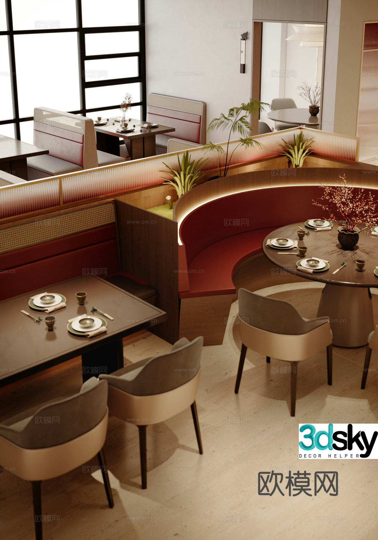 Modern new Chinese catering booth 3D model
