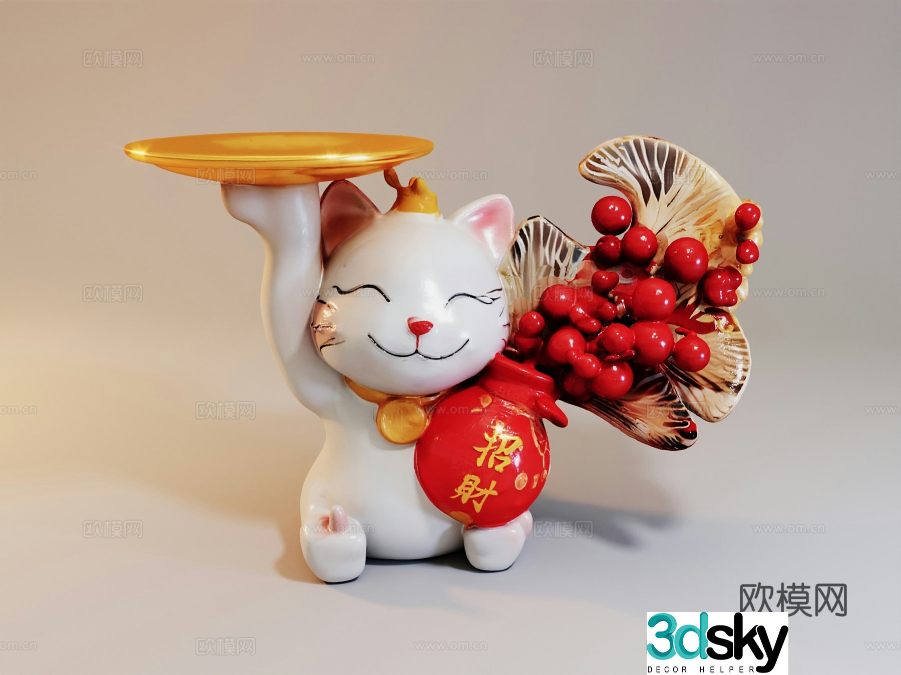 3D model of lucky cat ornament
