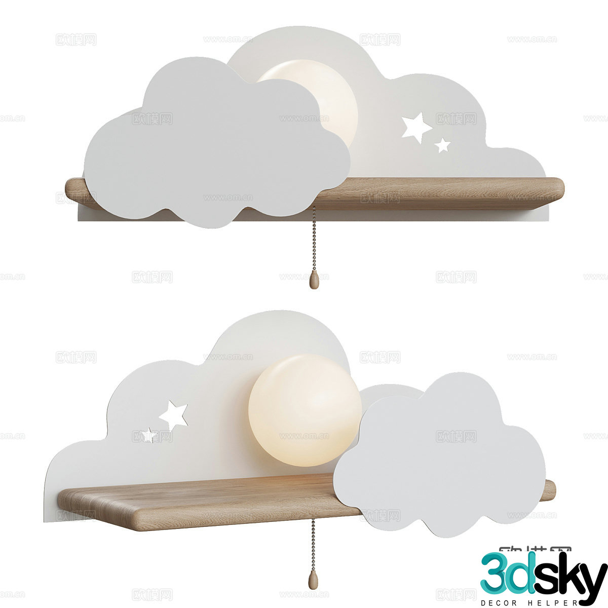 Modern Children Loft Concept Wall Cloud Light 3D Model