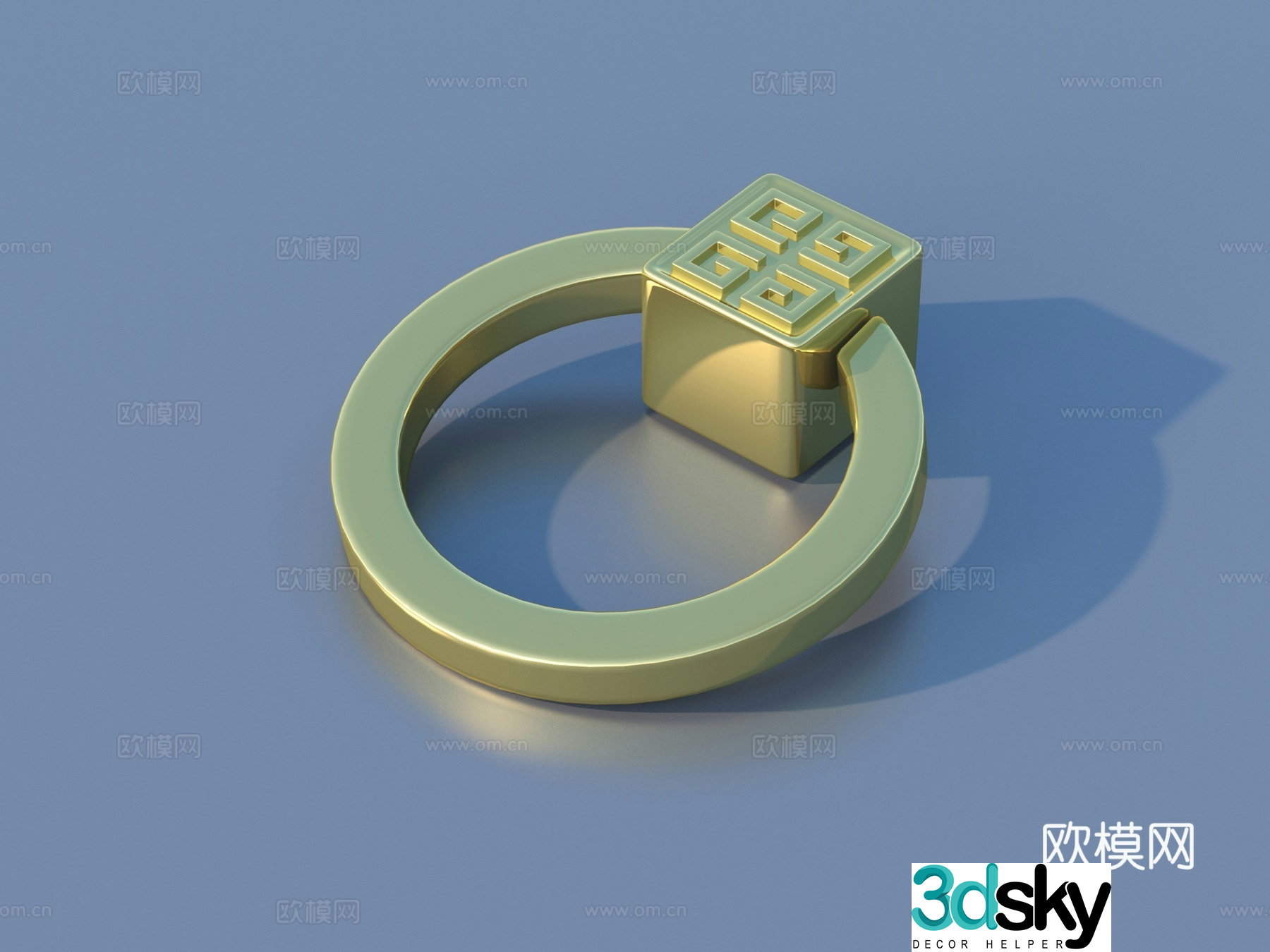Handle Hardware Gold Mechanical Parts 3D Model