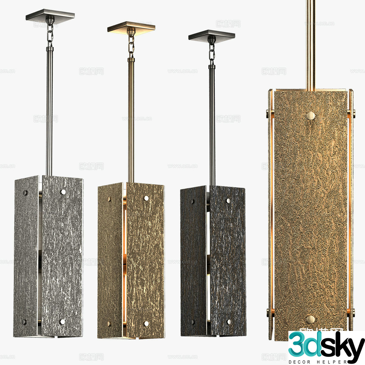 Modern light luxury metal chandeliers 3D model