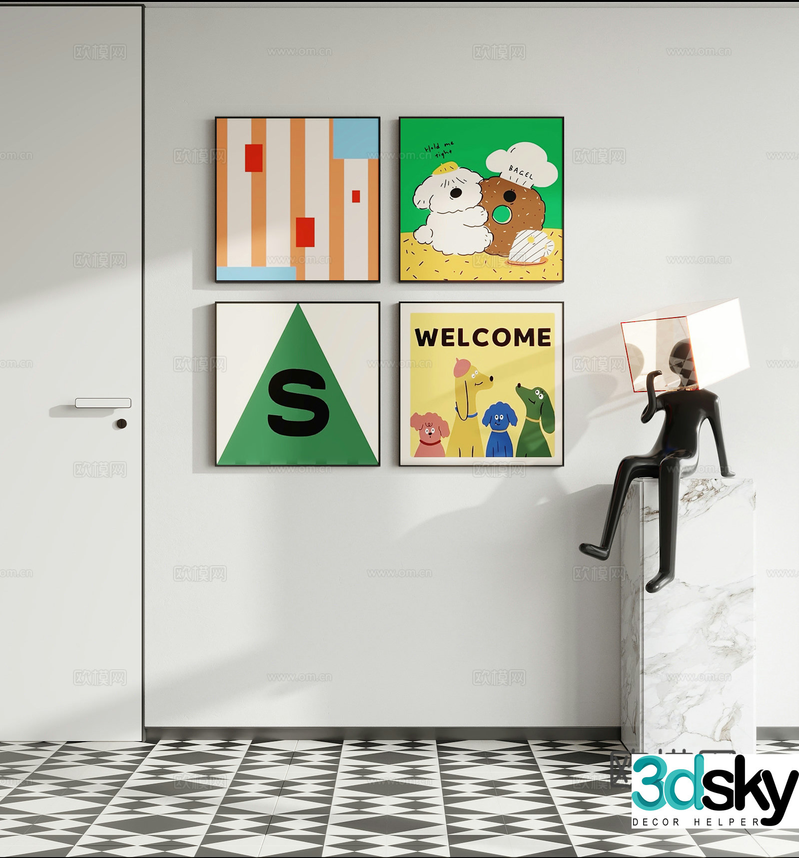 Modern fresh decorative painting 3d model