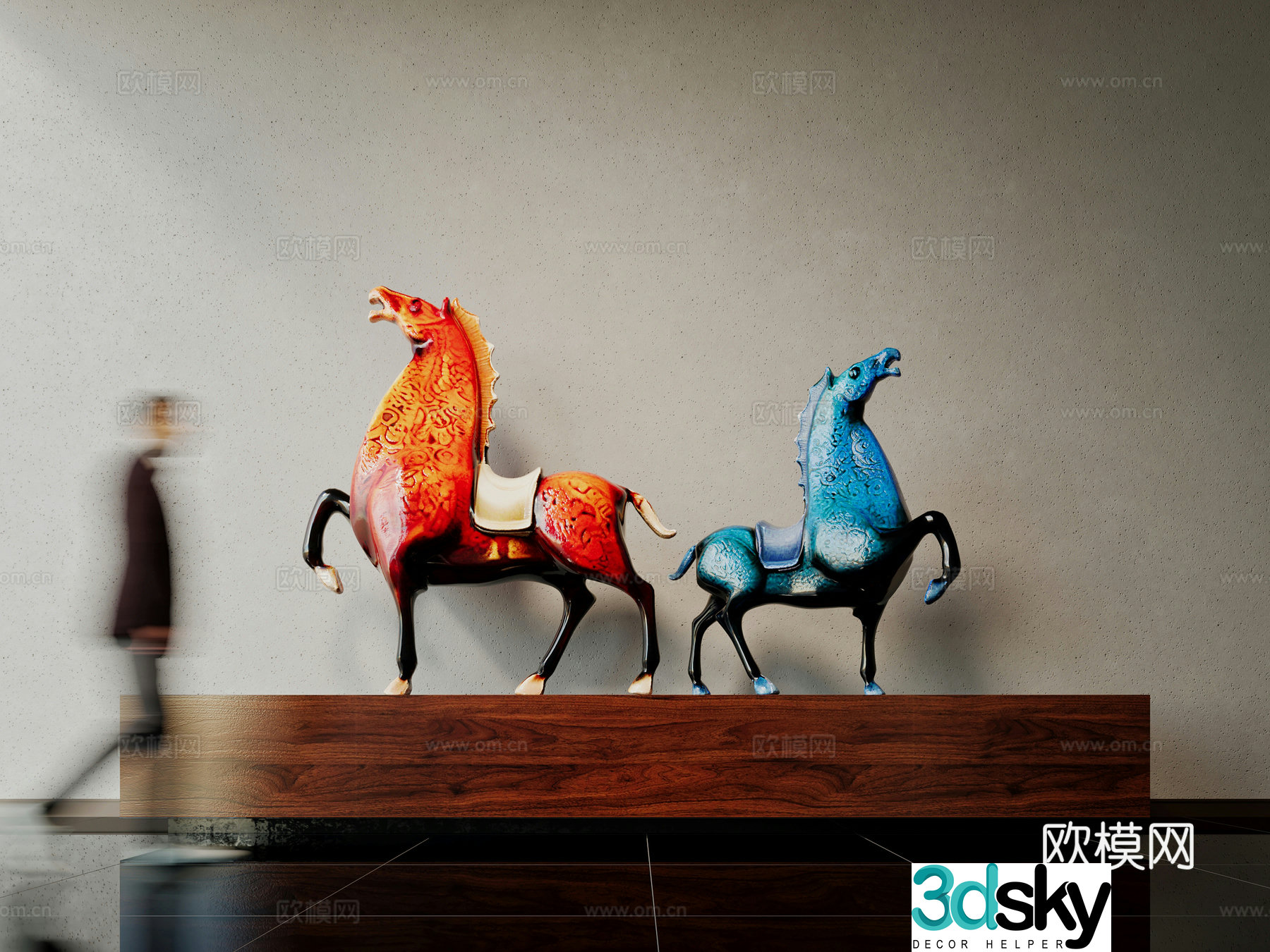 Modern horse sculpture installation 3d model