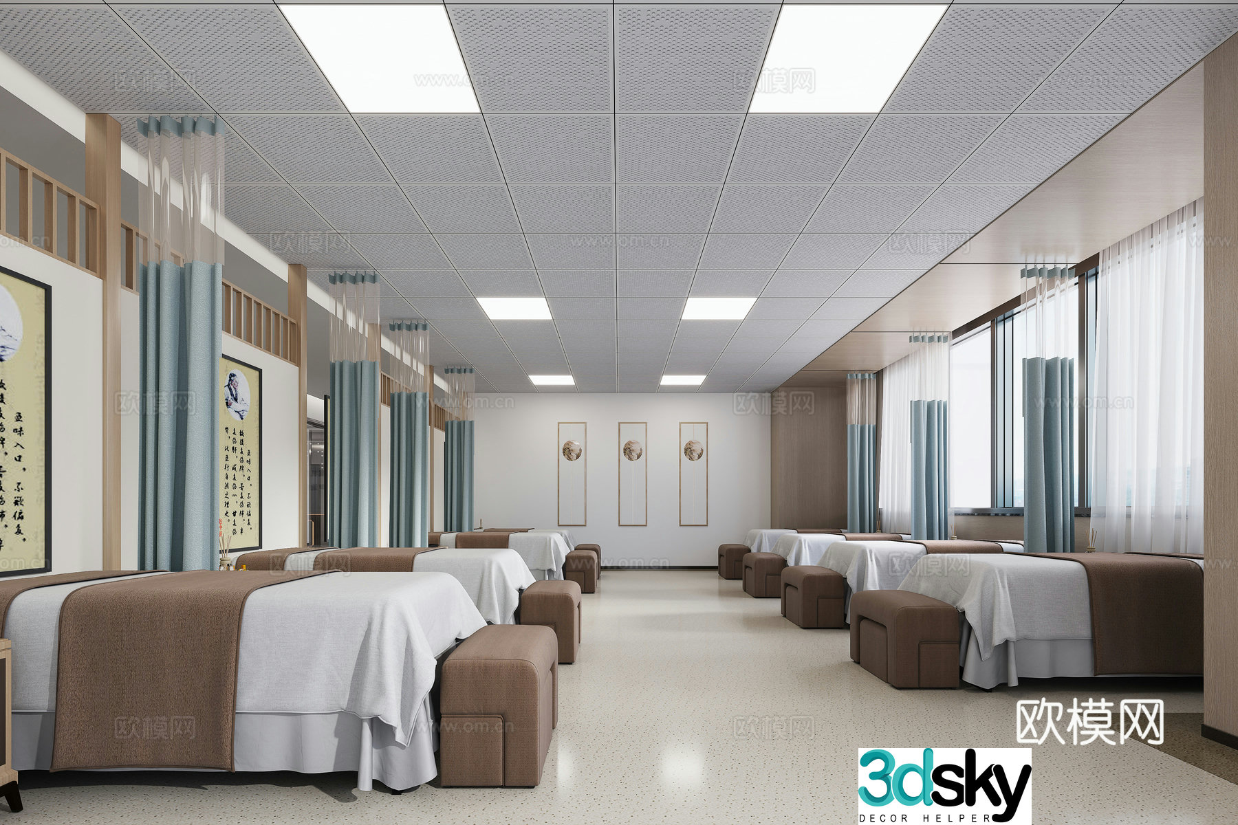 Traditional Chinese Medicine Physical Therapy Room 3D Model