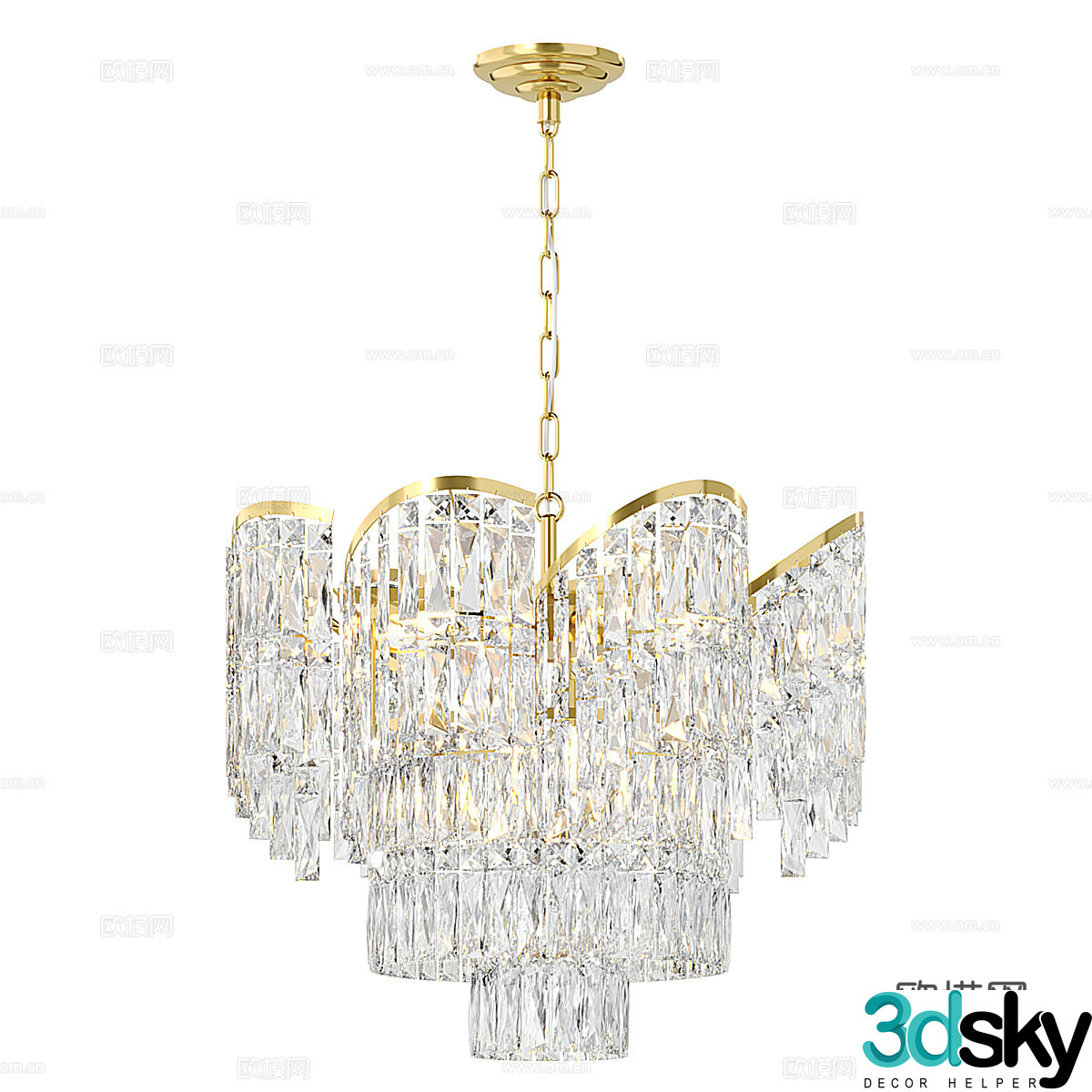 Modern simple light luxury chandeliers chandeliers Simple light luxury chandeliers Living room chandeliers Glass chandeliers 3D model