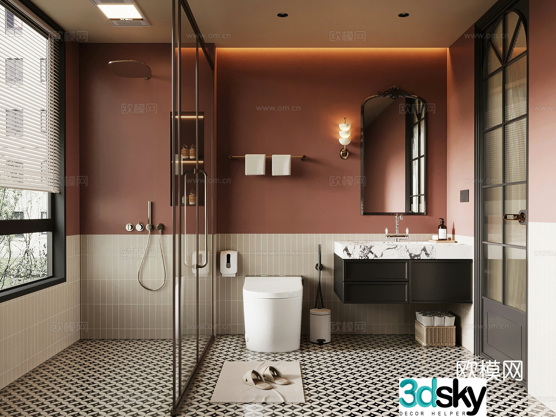 French bathroom bathroom cabinet toilet 3d model