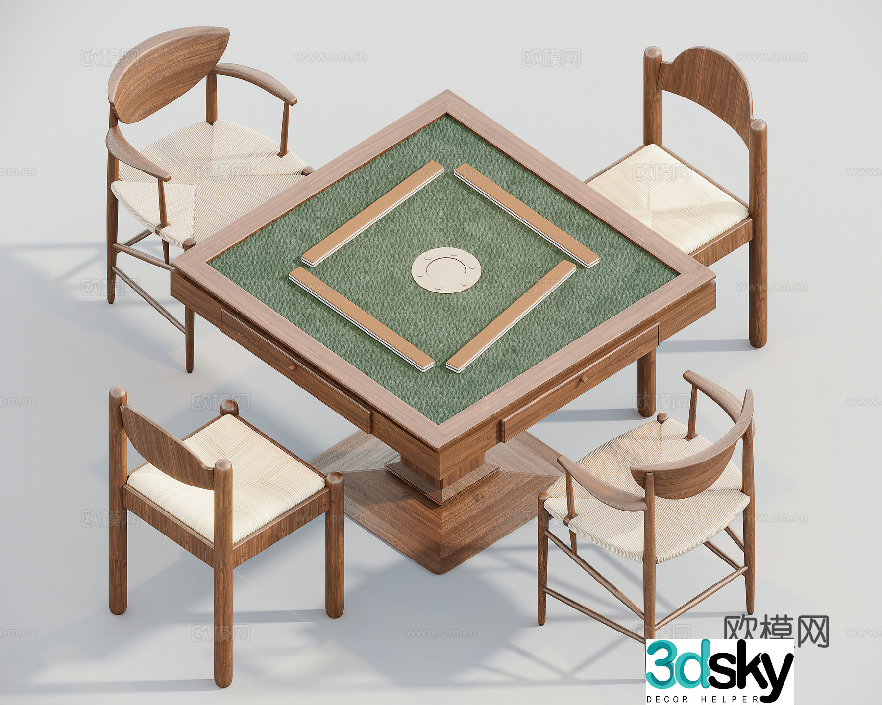 Medium style mahjong table 3d model