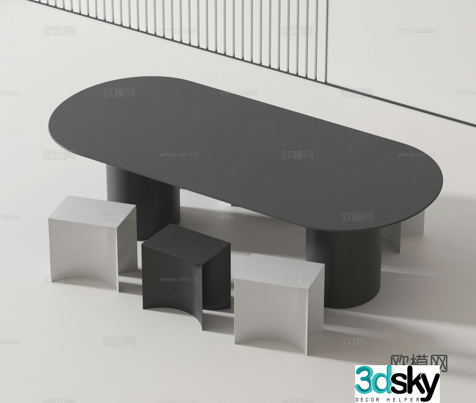 Modern dining table and chair 3d model