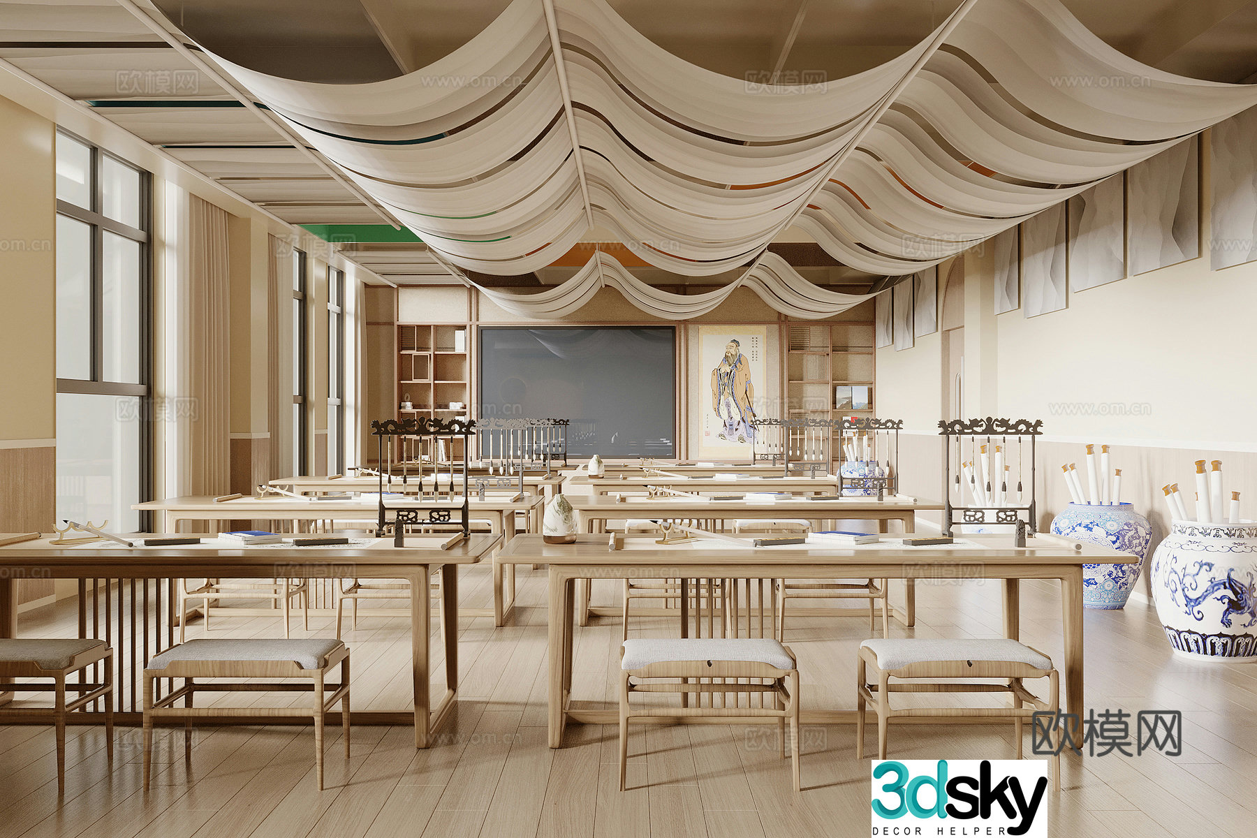 New Chinese calligraphy classroom 3D model