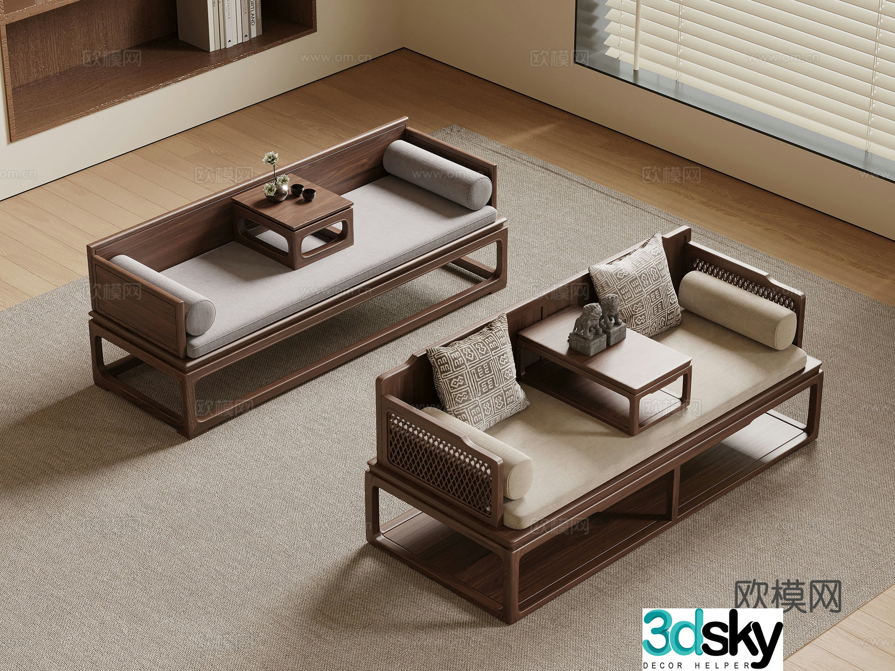 New Chinese Arhat Bed 3D Model