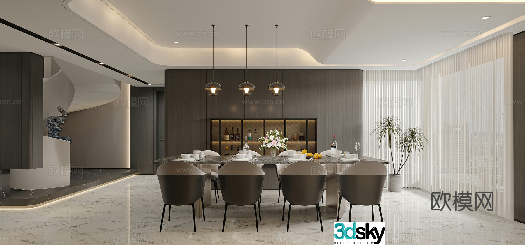Modern Italian restaurant 3d model
