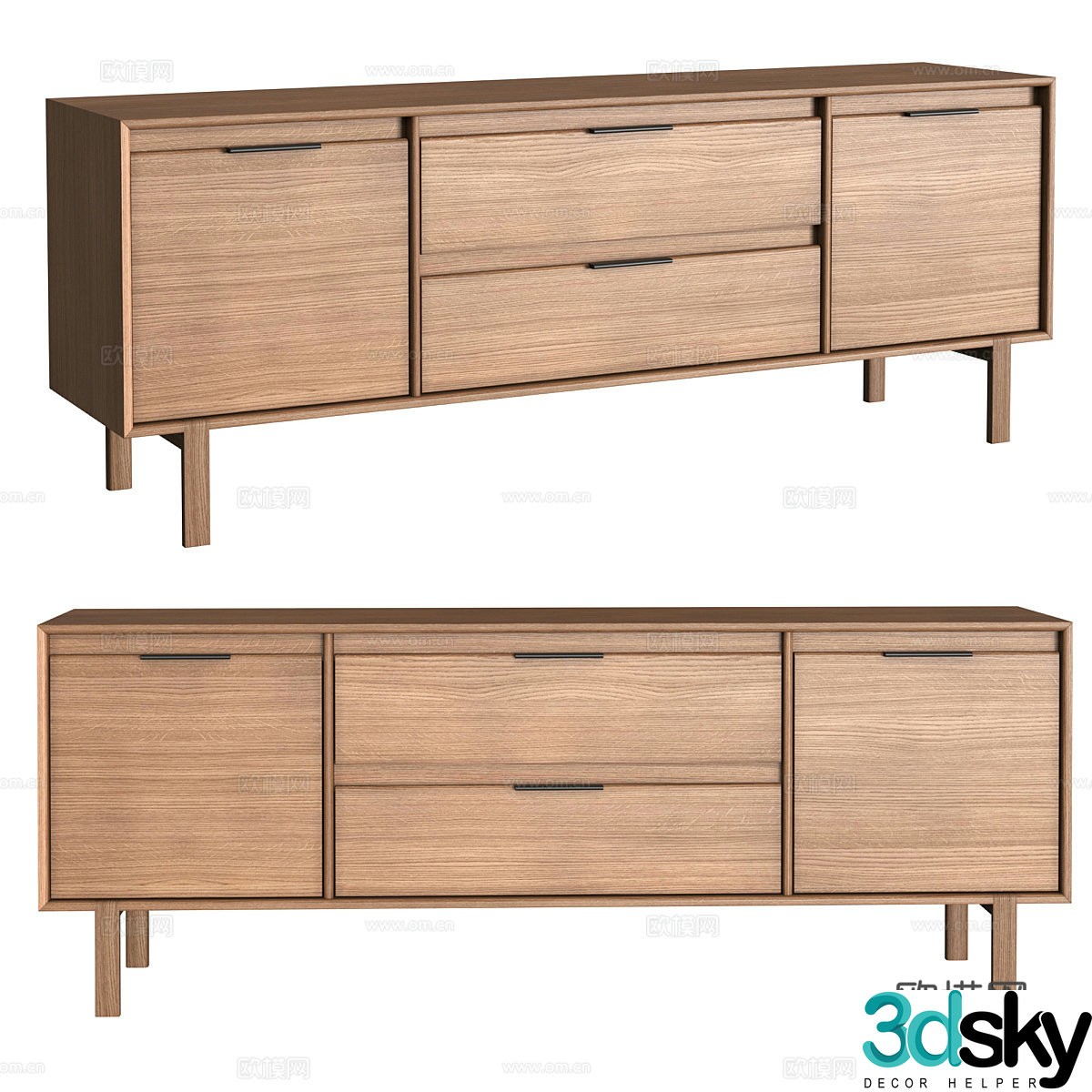 New Chinese log JP Line TV cabinet 3d model
