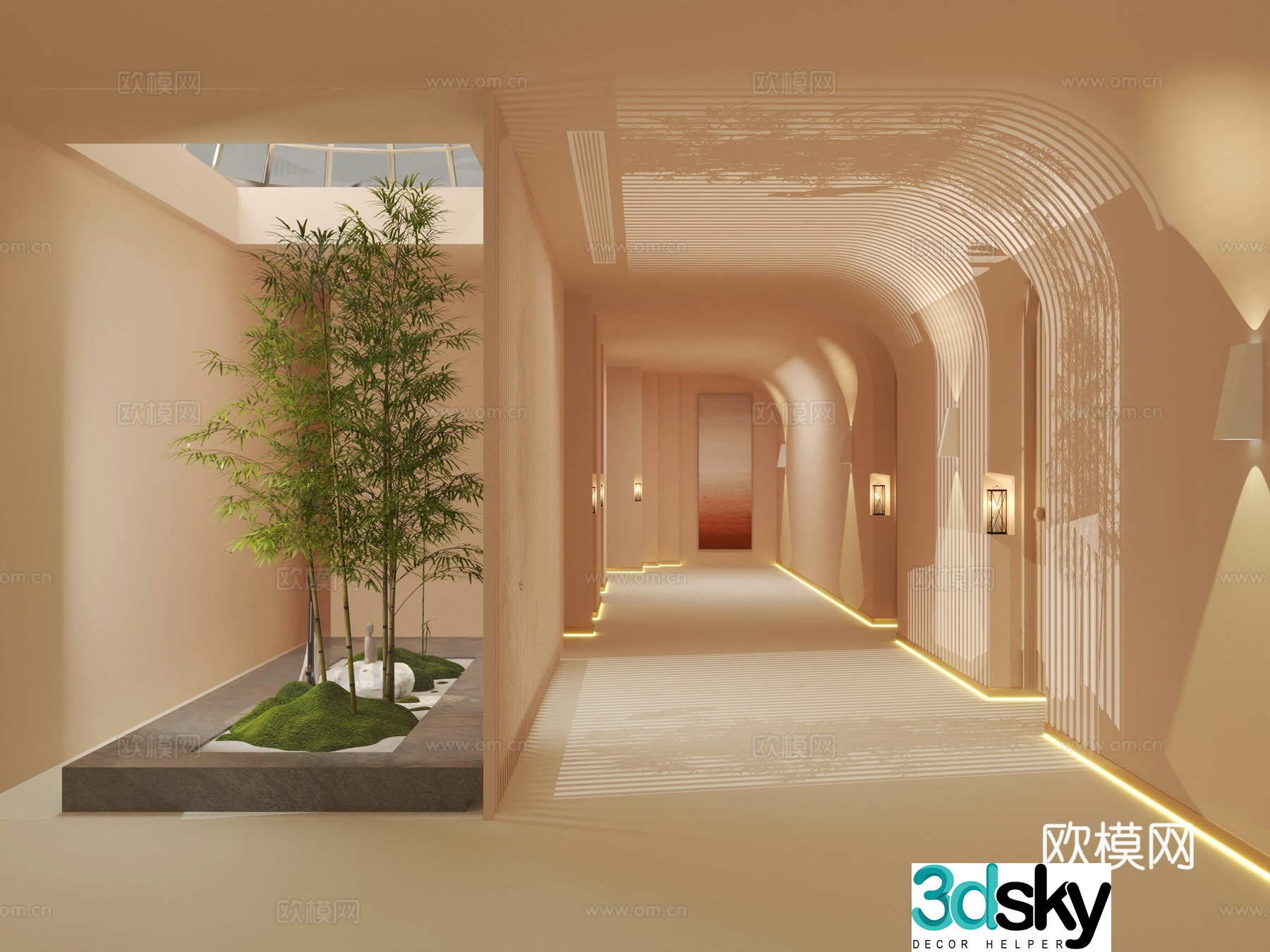 Modern beauty_shop aisle_beauty salon corridor_corridor landscape 3D model 3D model