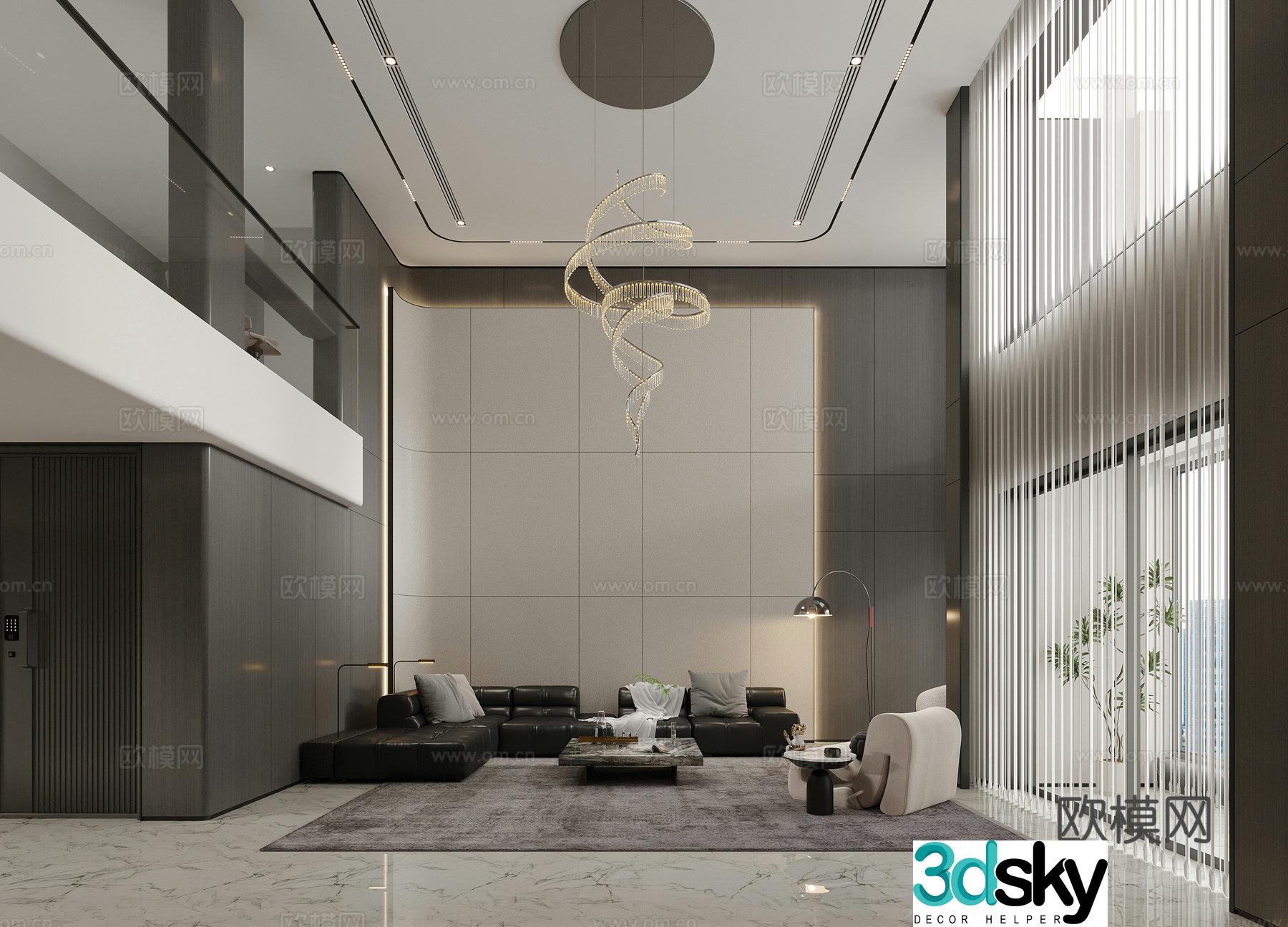 Modern Italian style empty villa 3d model