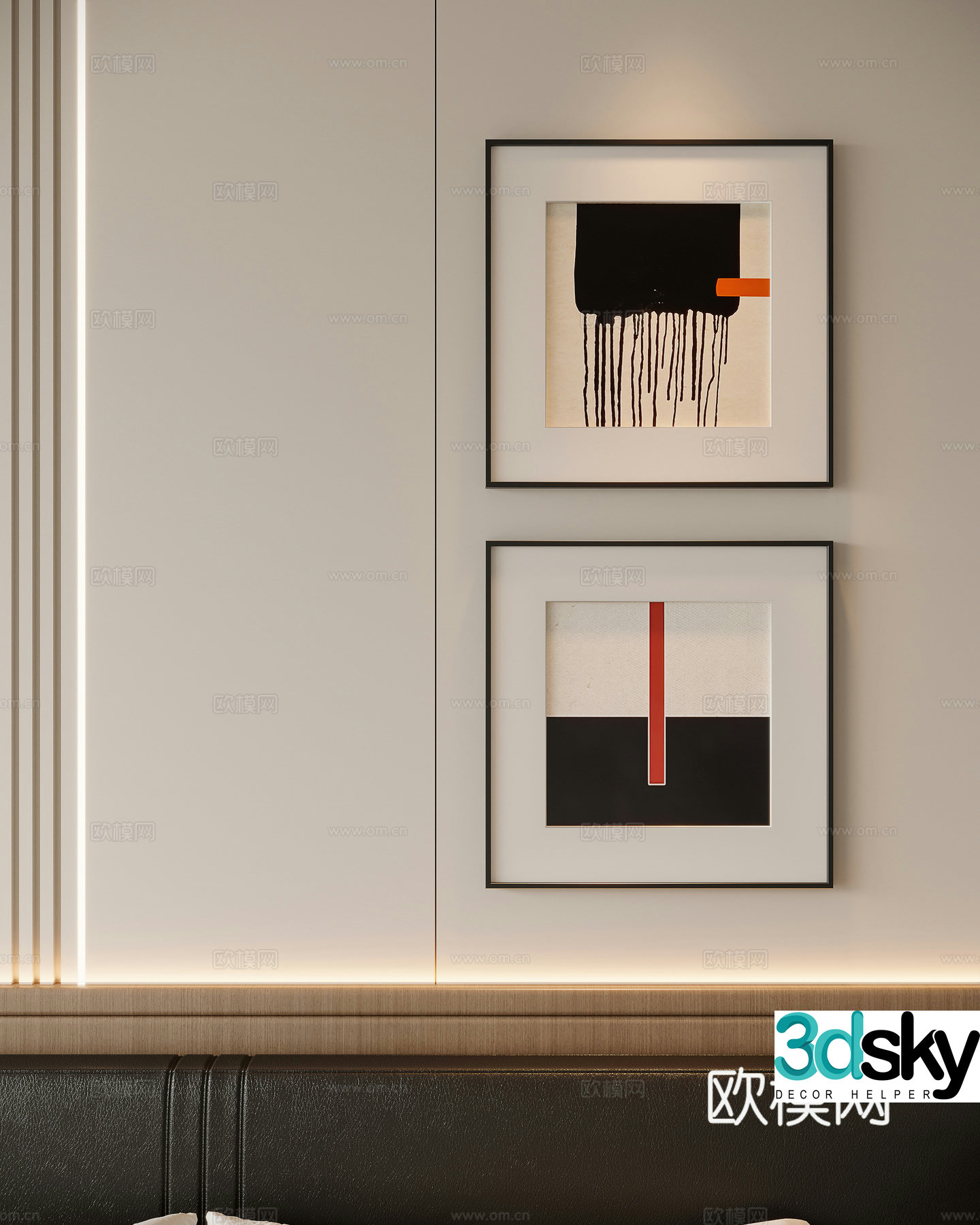 Modern minimalist decorative painting 3d model