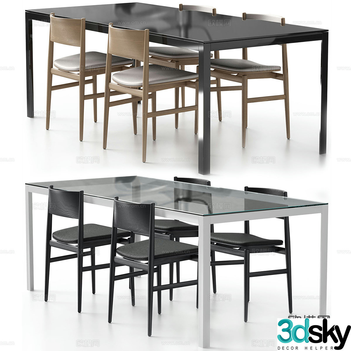 Modern Italian dining table and chair 3d model