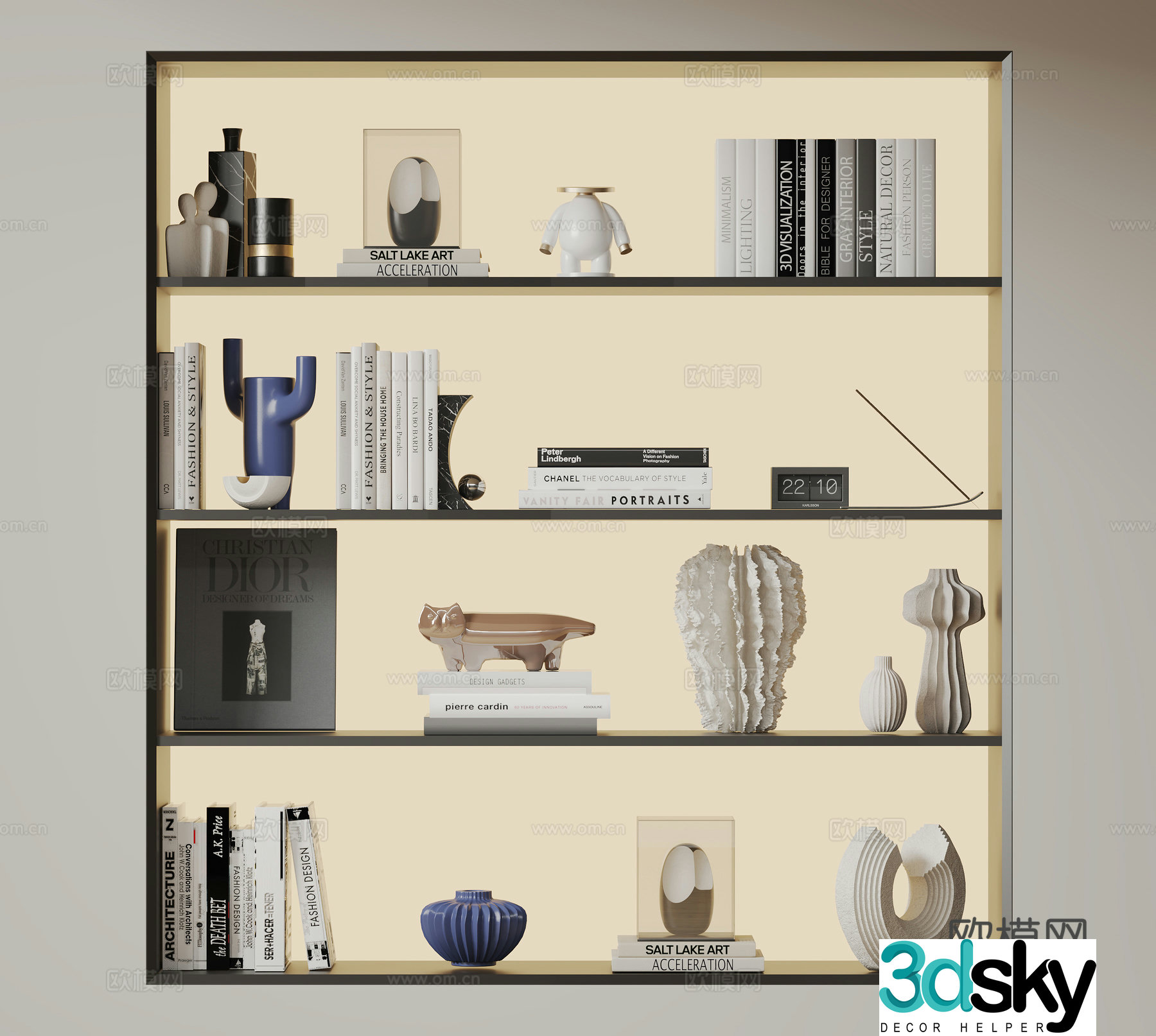 Modern ornament combination ornament decoration sculpture books vase ceramic 3d model