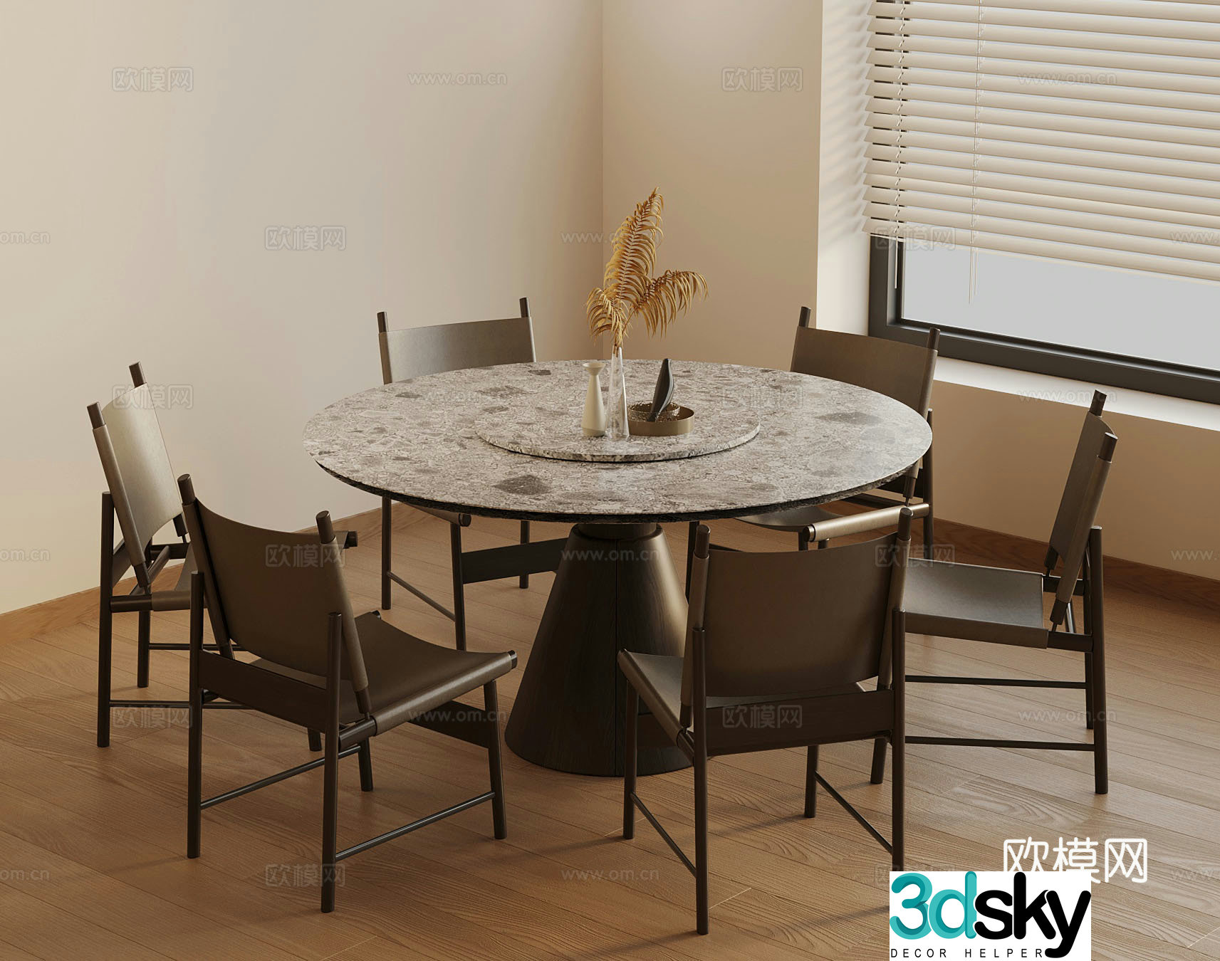 Modern dining table and chair 3d model