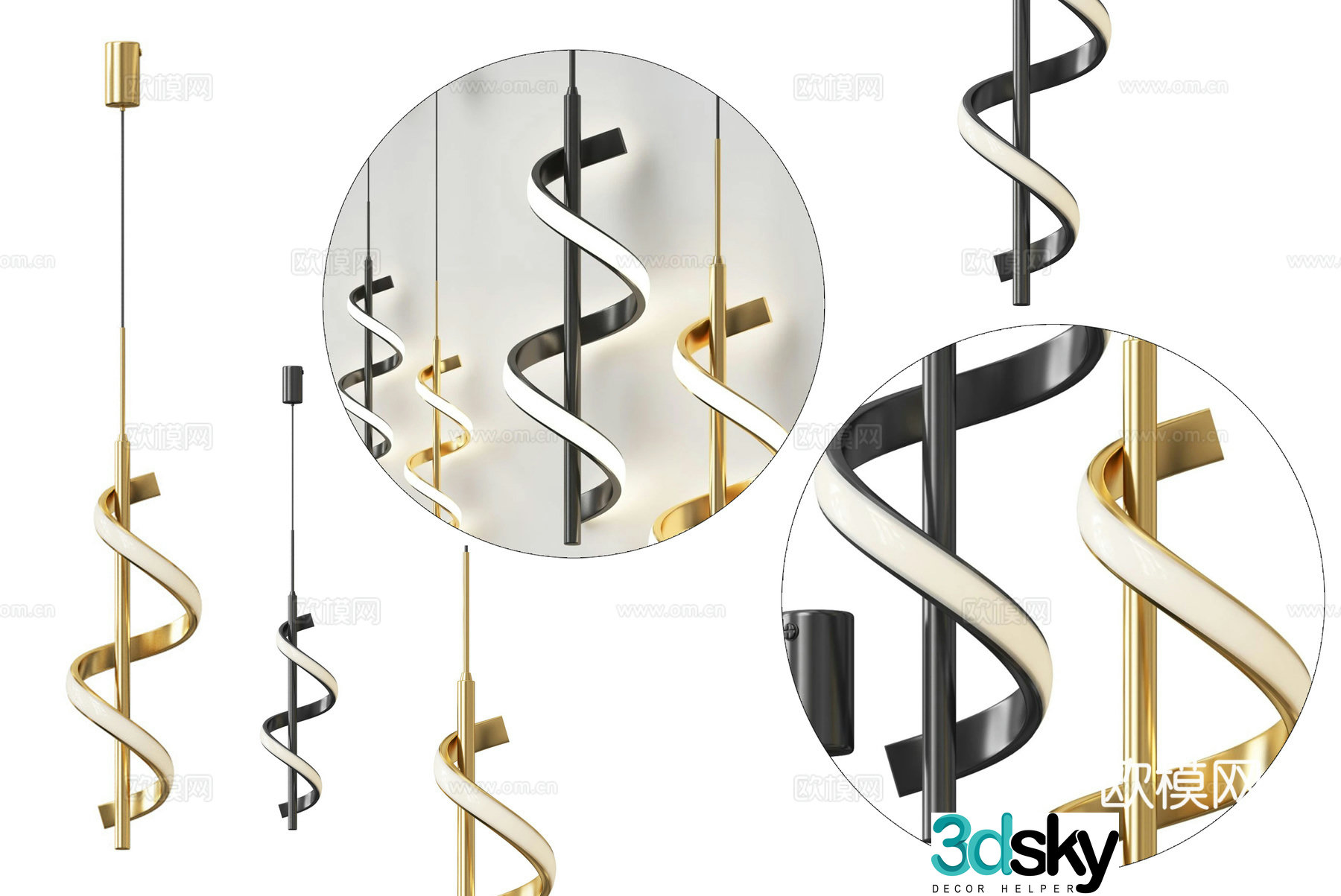 Modern simple and light luxury chandeliers chandeliers simple chandeliers living room chandeliers curved chandeliers 3D model