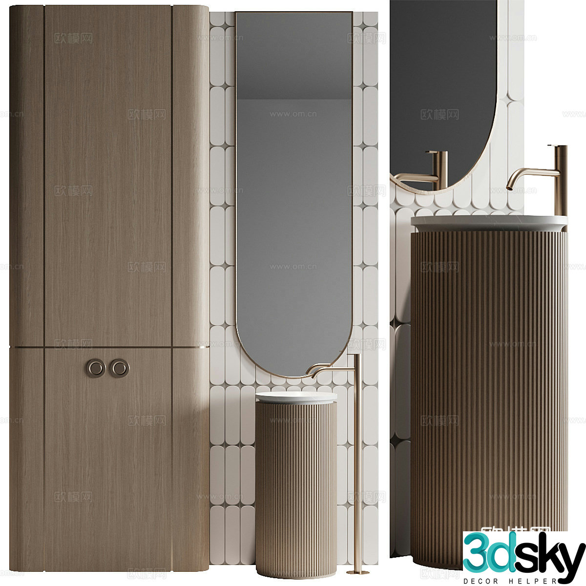 New Chinese style light luxury bathroom cabinet 3D model
