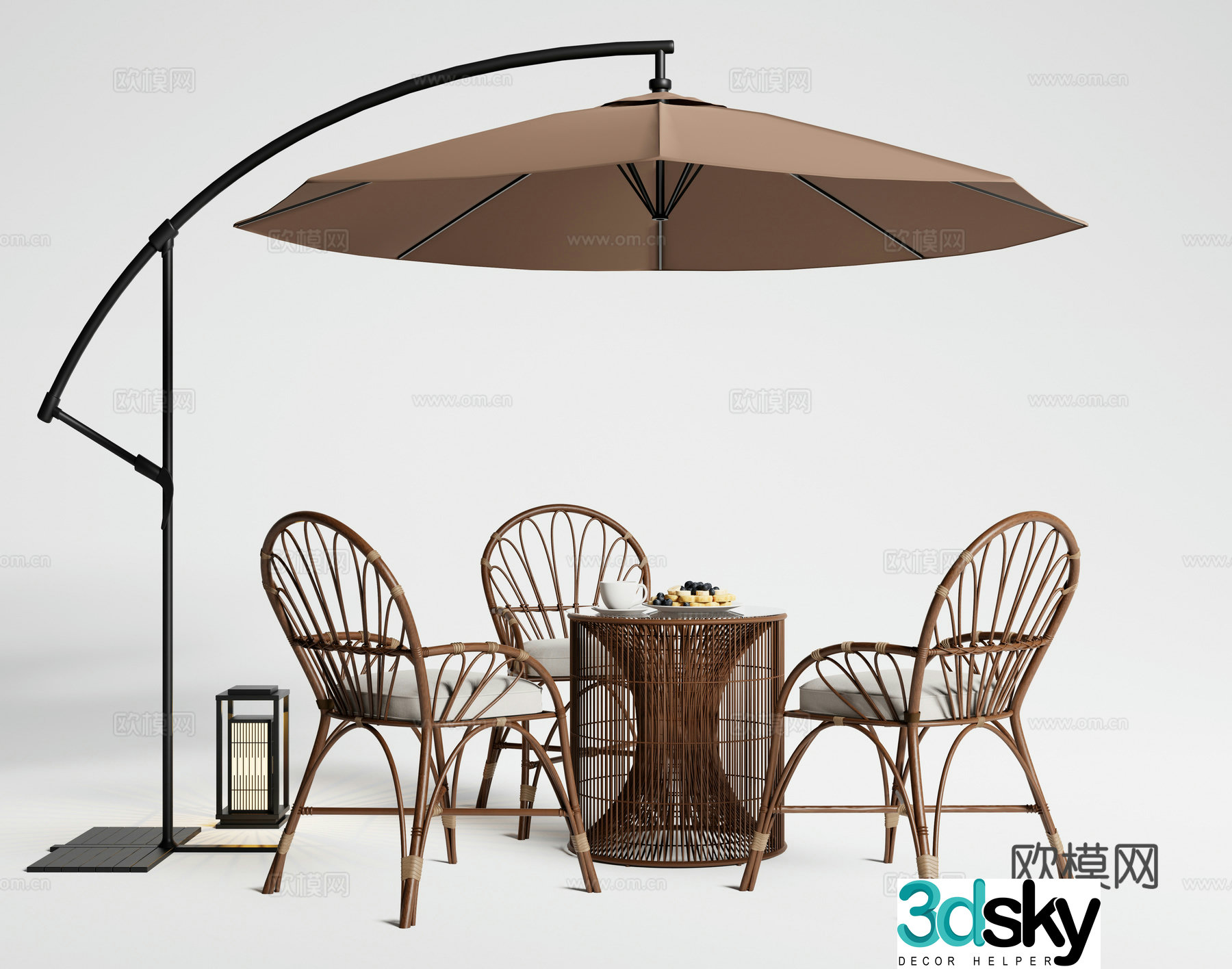 Modern outdoor table and chairs rattan outdoor table and chairs rattan chairs 3D model