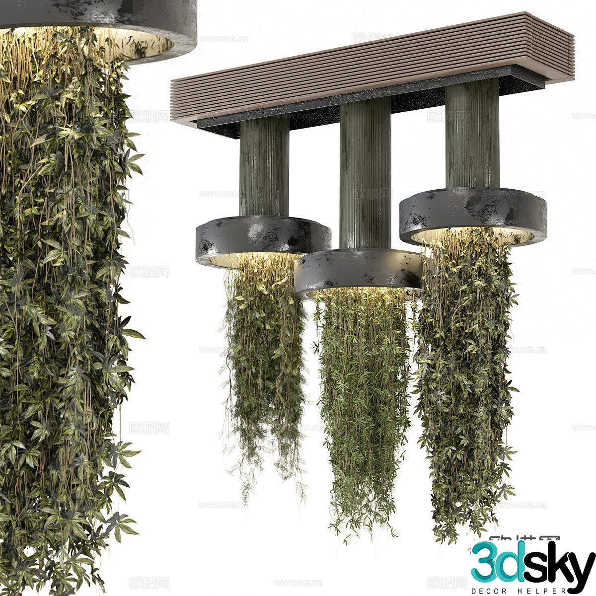 New Chinese style green plant decorative lamp 3D model