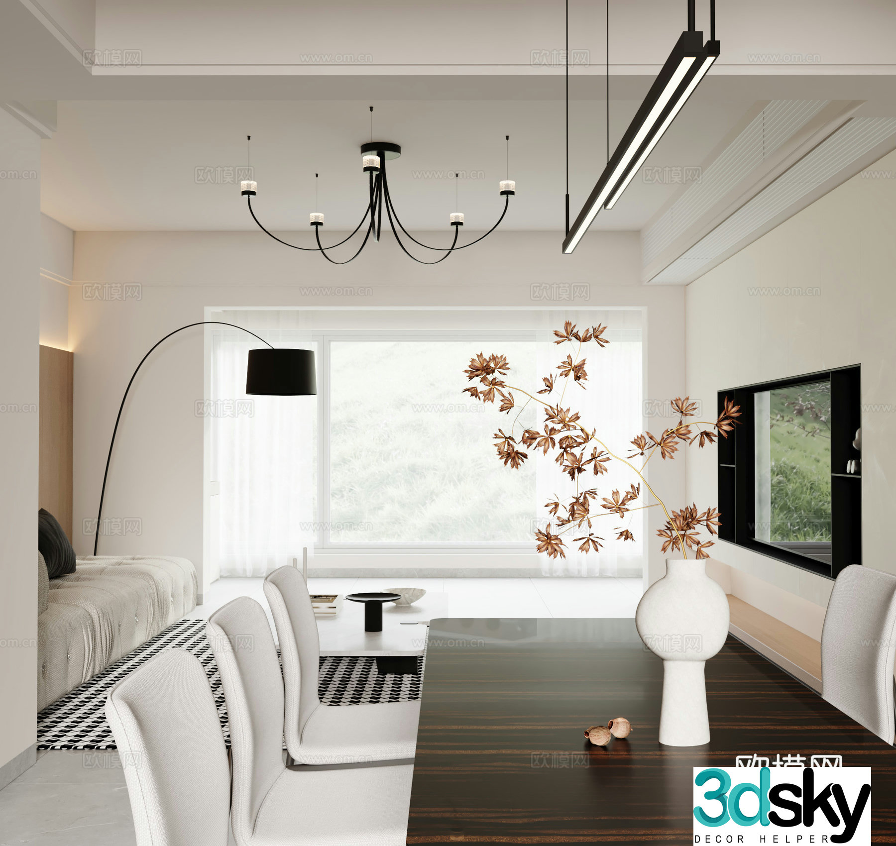 Modern Italian dining room 3d model