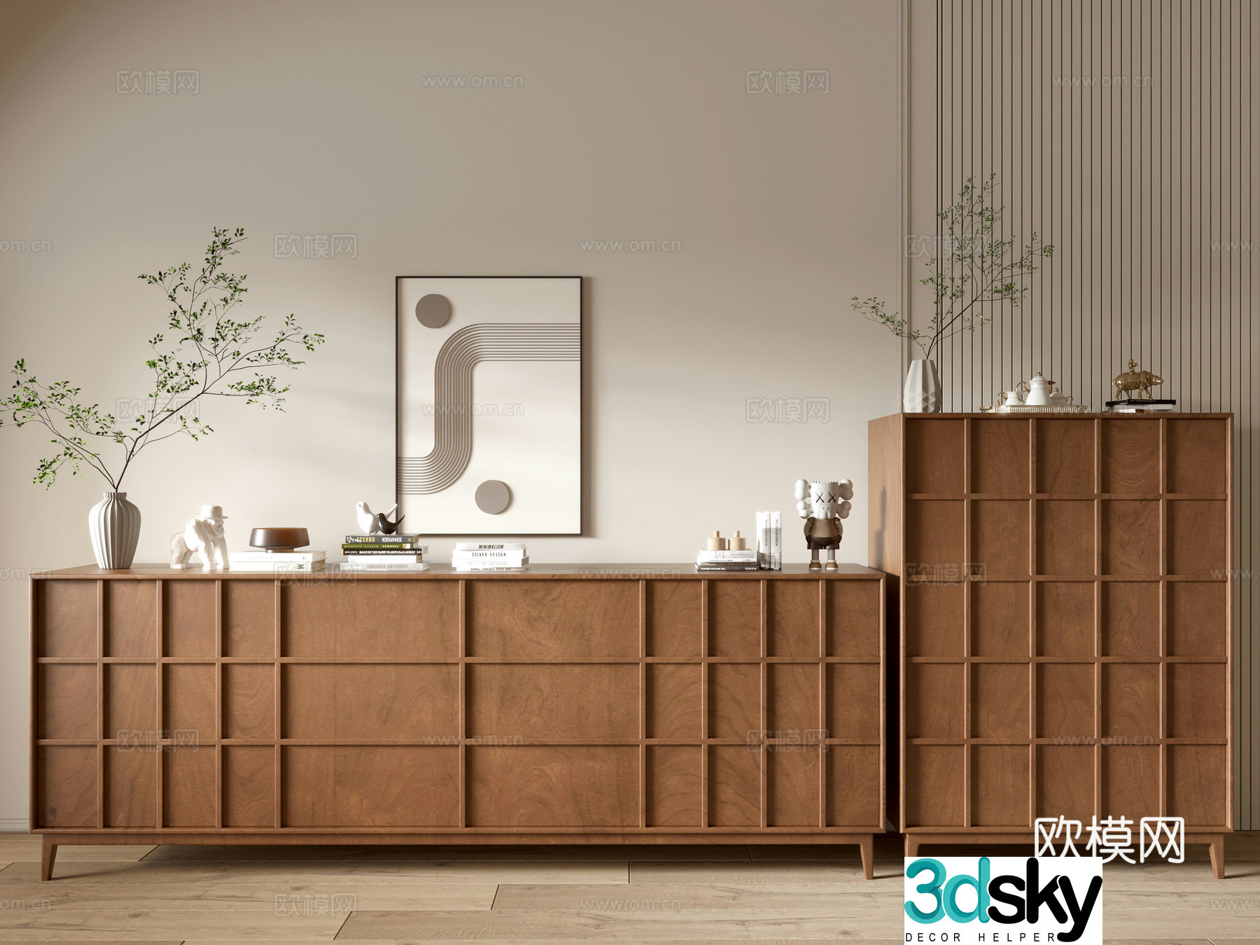 Modern wood grain cabinet minimalist wind cabinet whole cabinet sideboard cabinet balcony cabinet storage cabinet 3D model