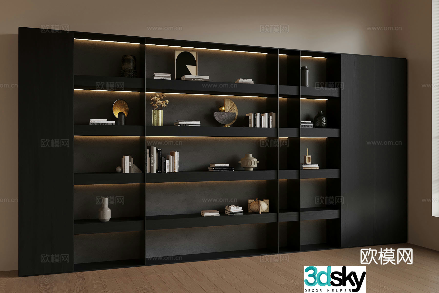 Modern minimalist bookshelf decorative ornaments 3D model