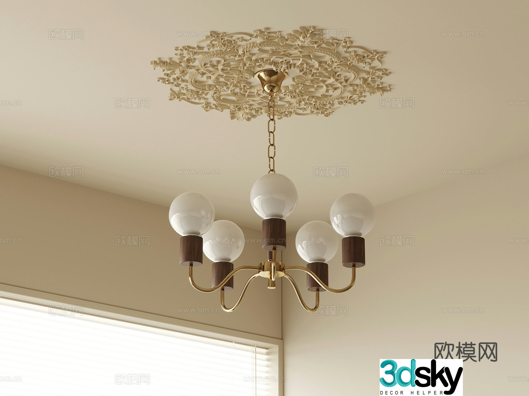 French medieval style chandelier 3d model