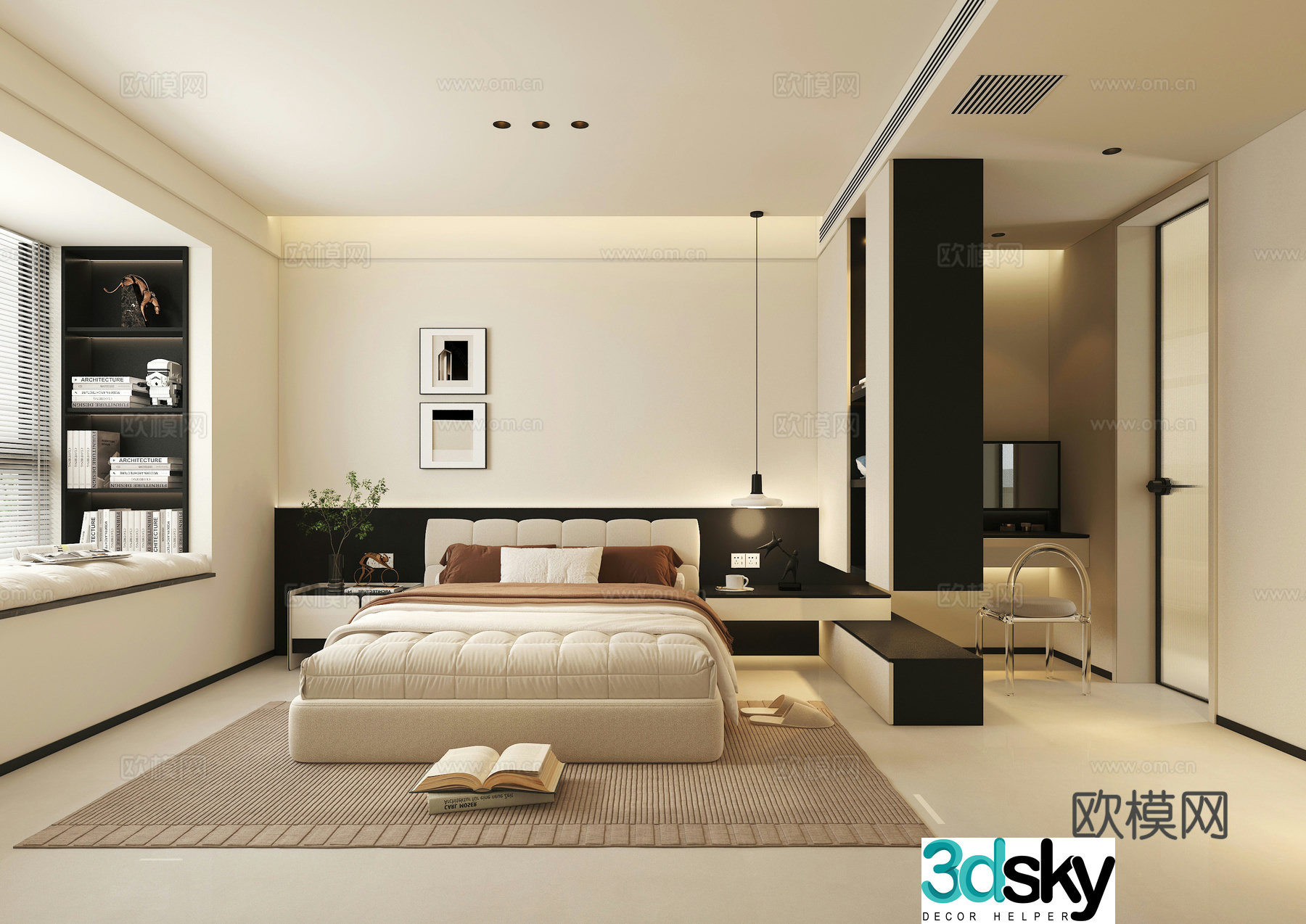 Italian minimalist bedroom 3d model