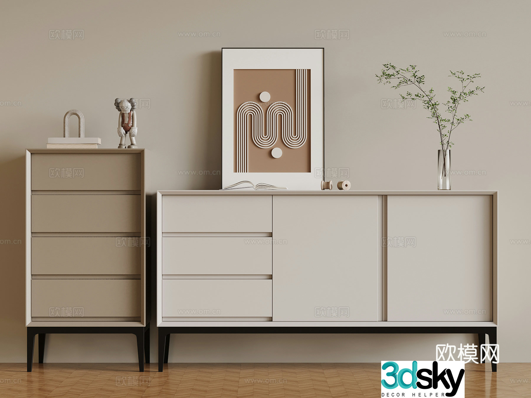 Modern side cabinet end view cabinet side cabinet short cabinet 3D model