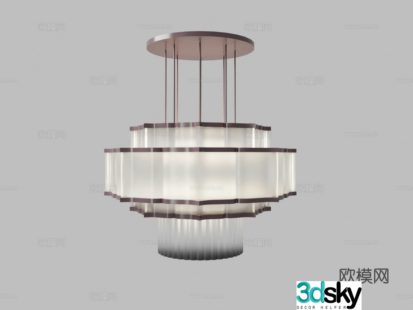 Chinese mahogany crystal chandelier 3D model