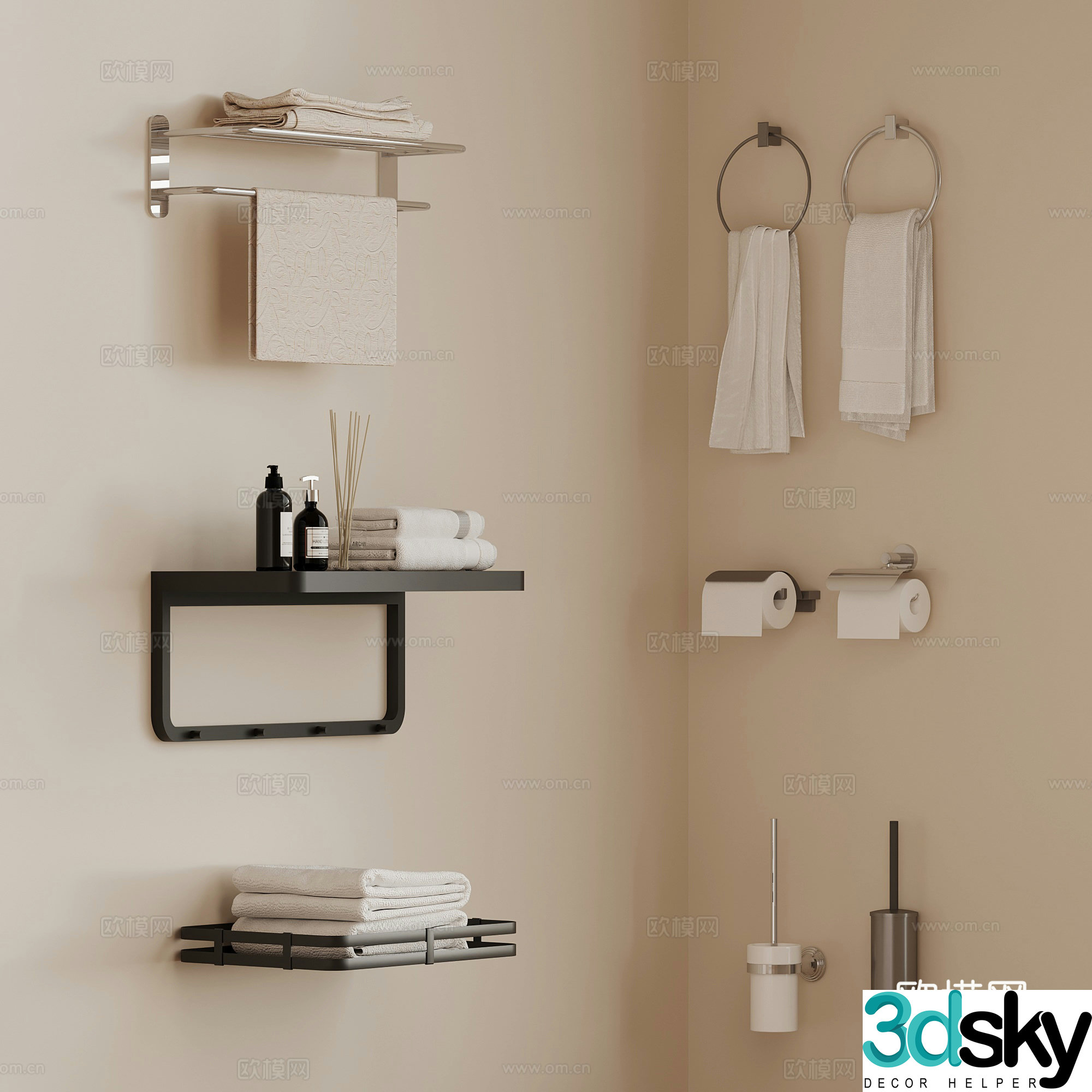Modern bathroom supplies 3d model