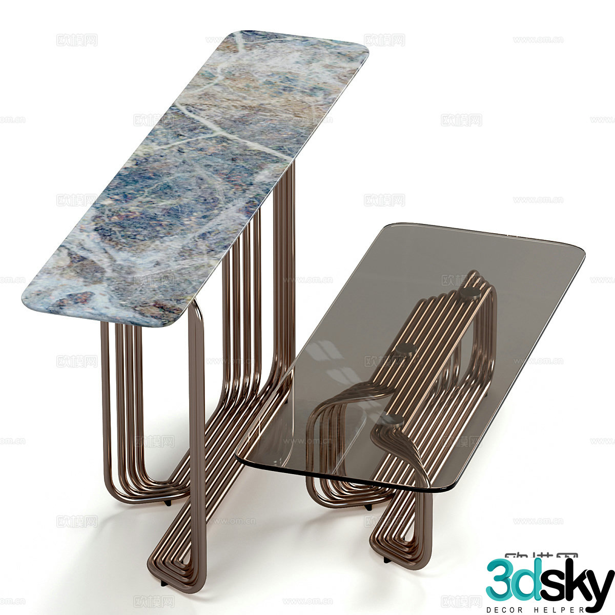 New Chinese style light luxury casual table and chair 3D model
