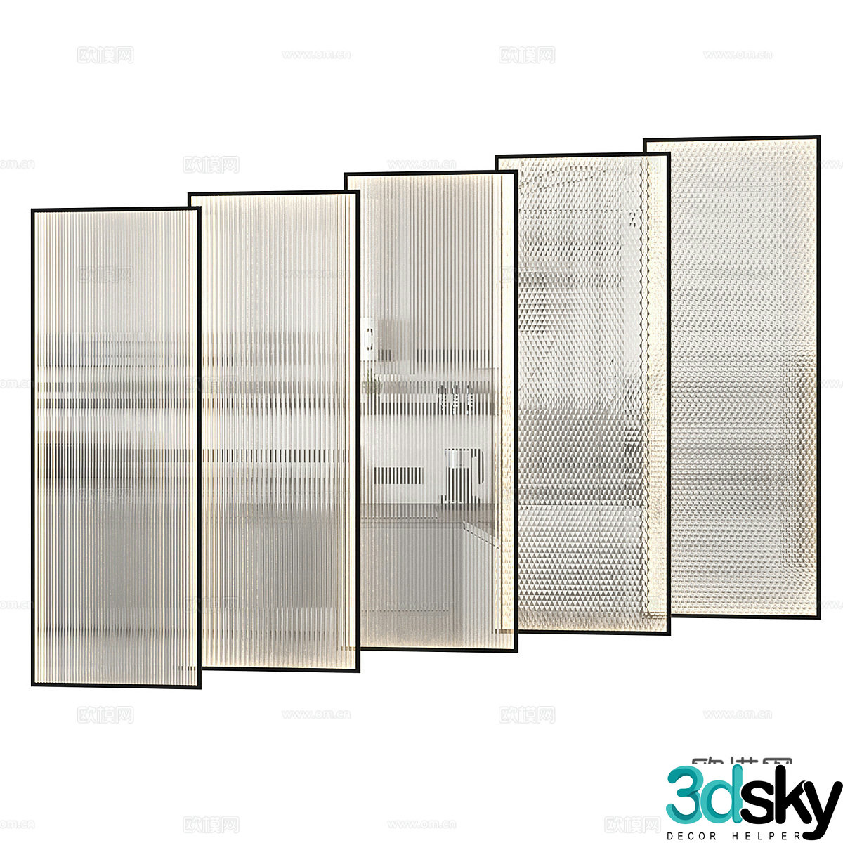 Modern Italian minimalist luminous glass grooved glass 3d model