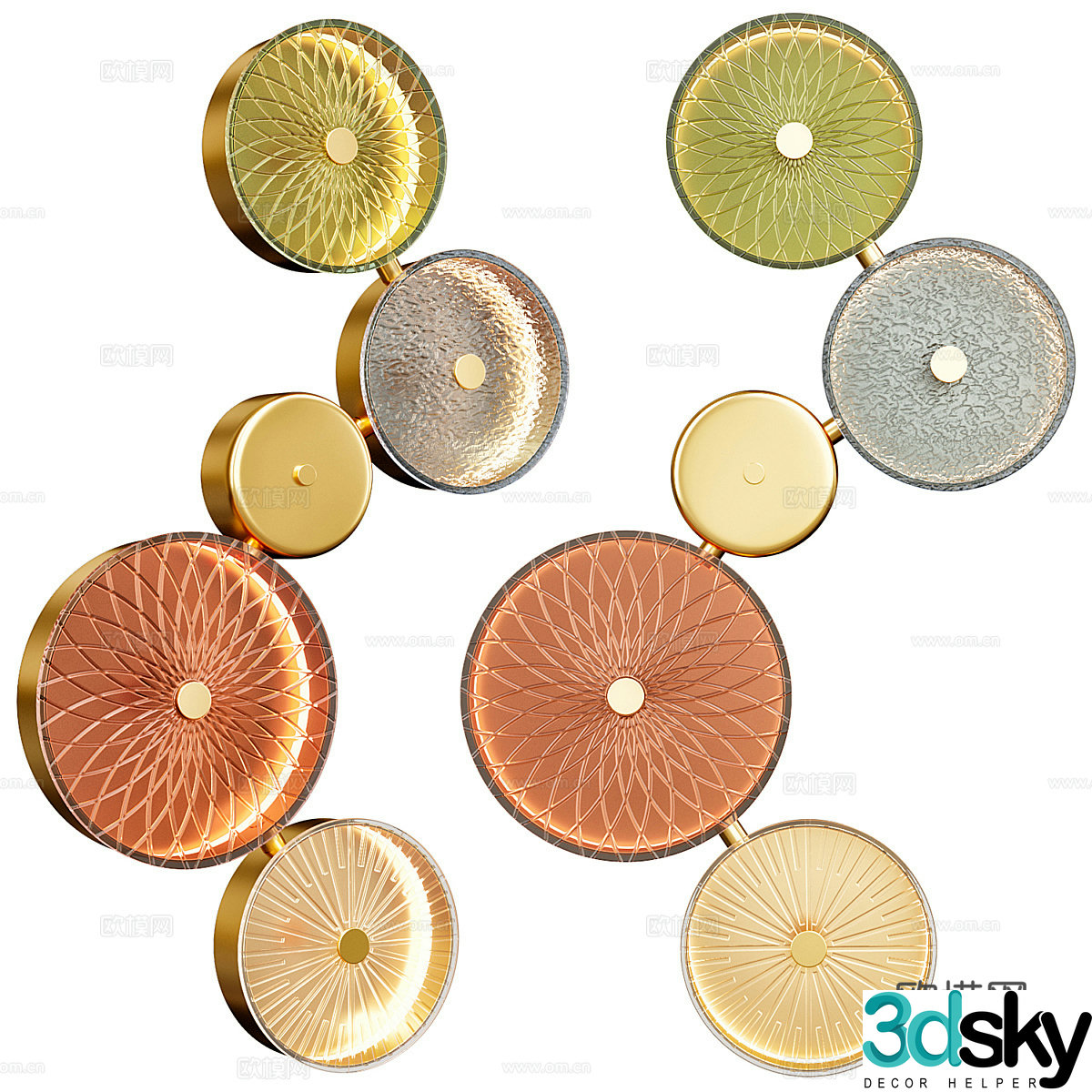 New Chinese metal decorative wall lamp 3D model
