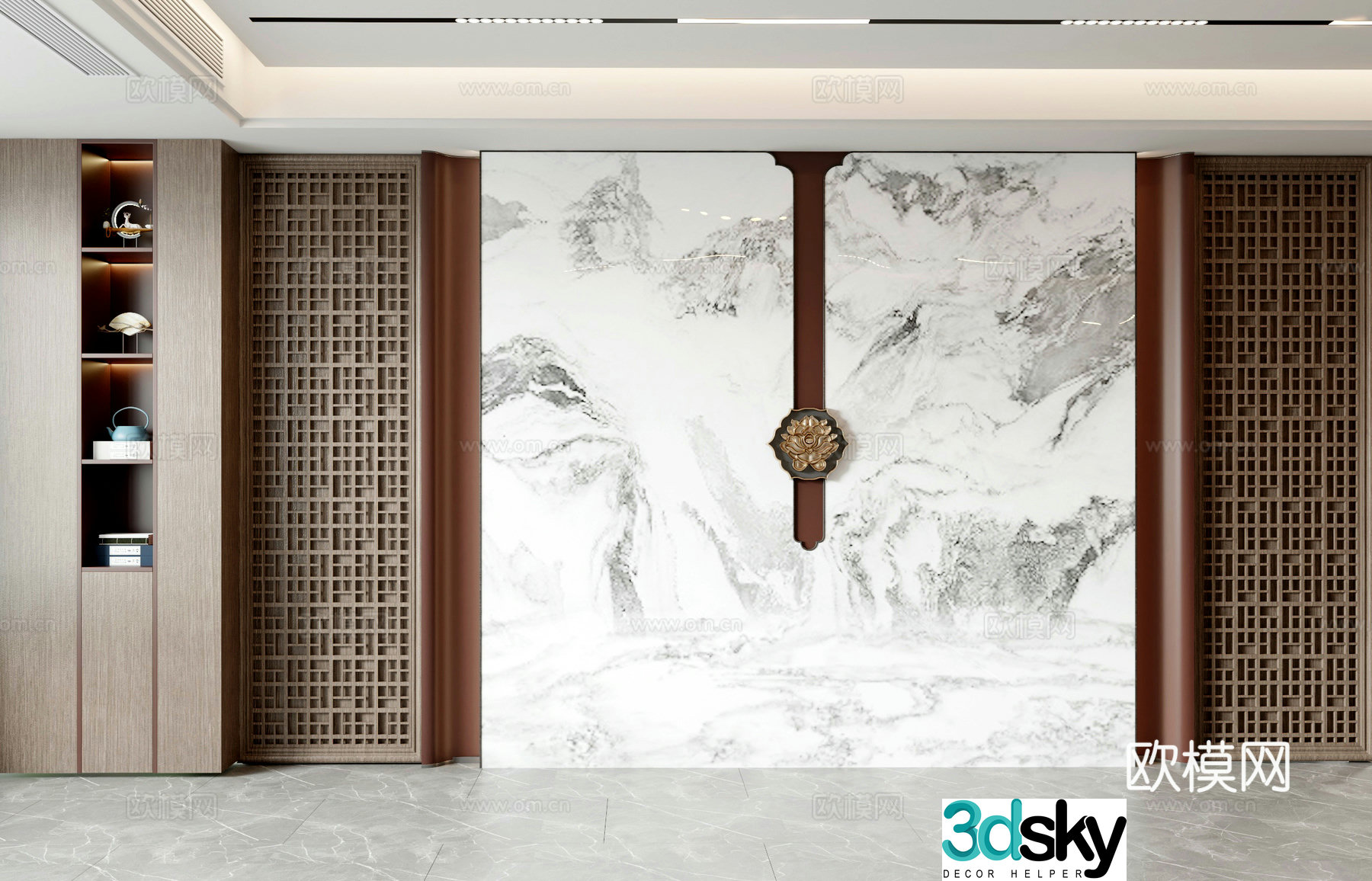New Chinese sofa background wall 3d model