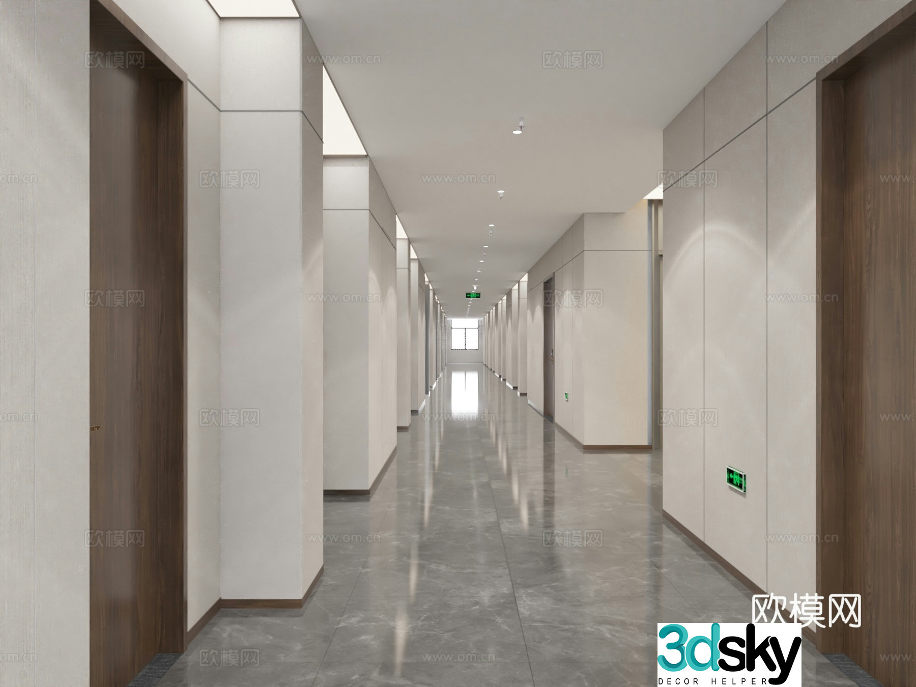 Modern minimalist corridor 3d model